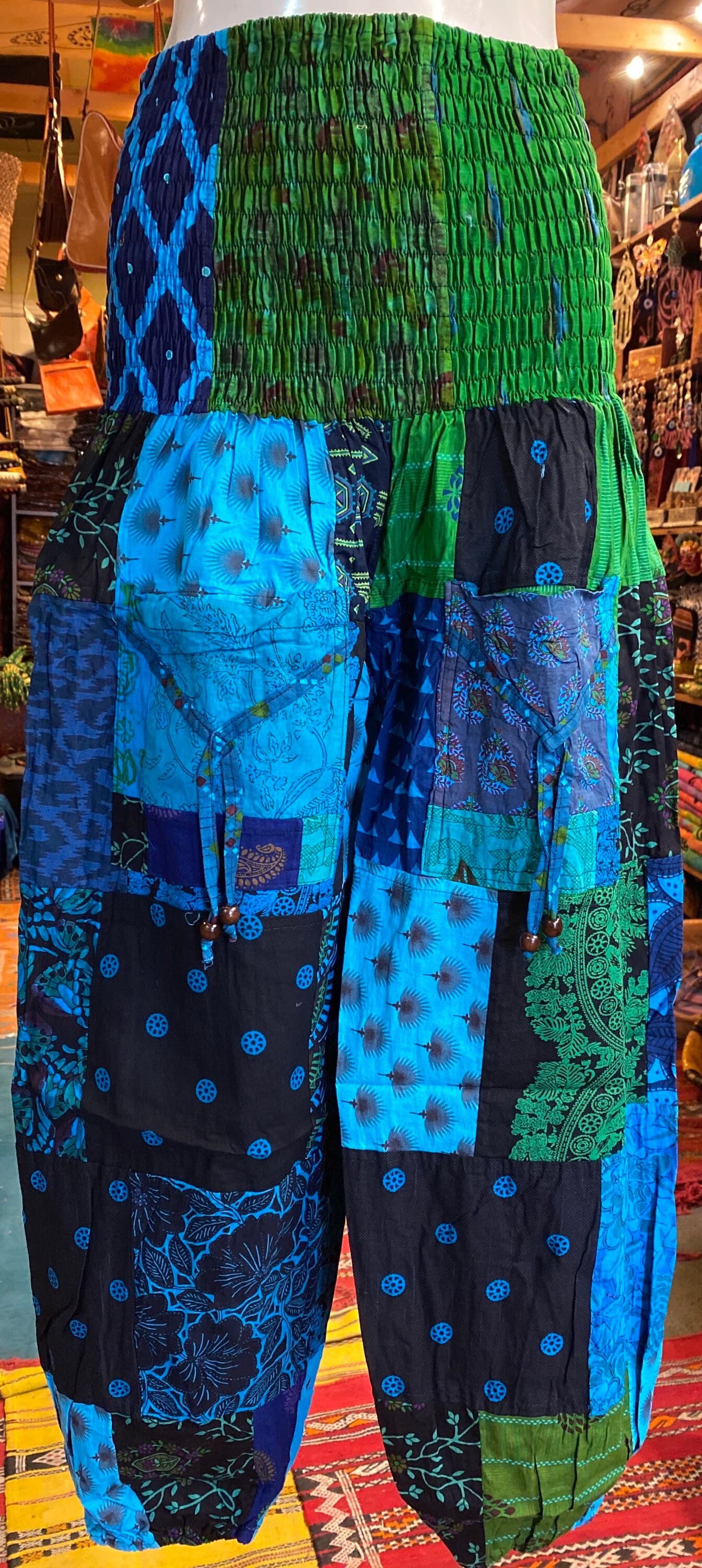 Patchwork Cotton Harem Pants: Boho Hippie Festival Style - image 2