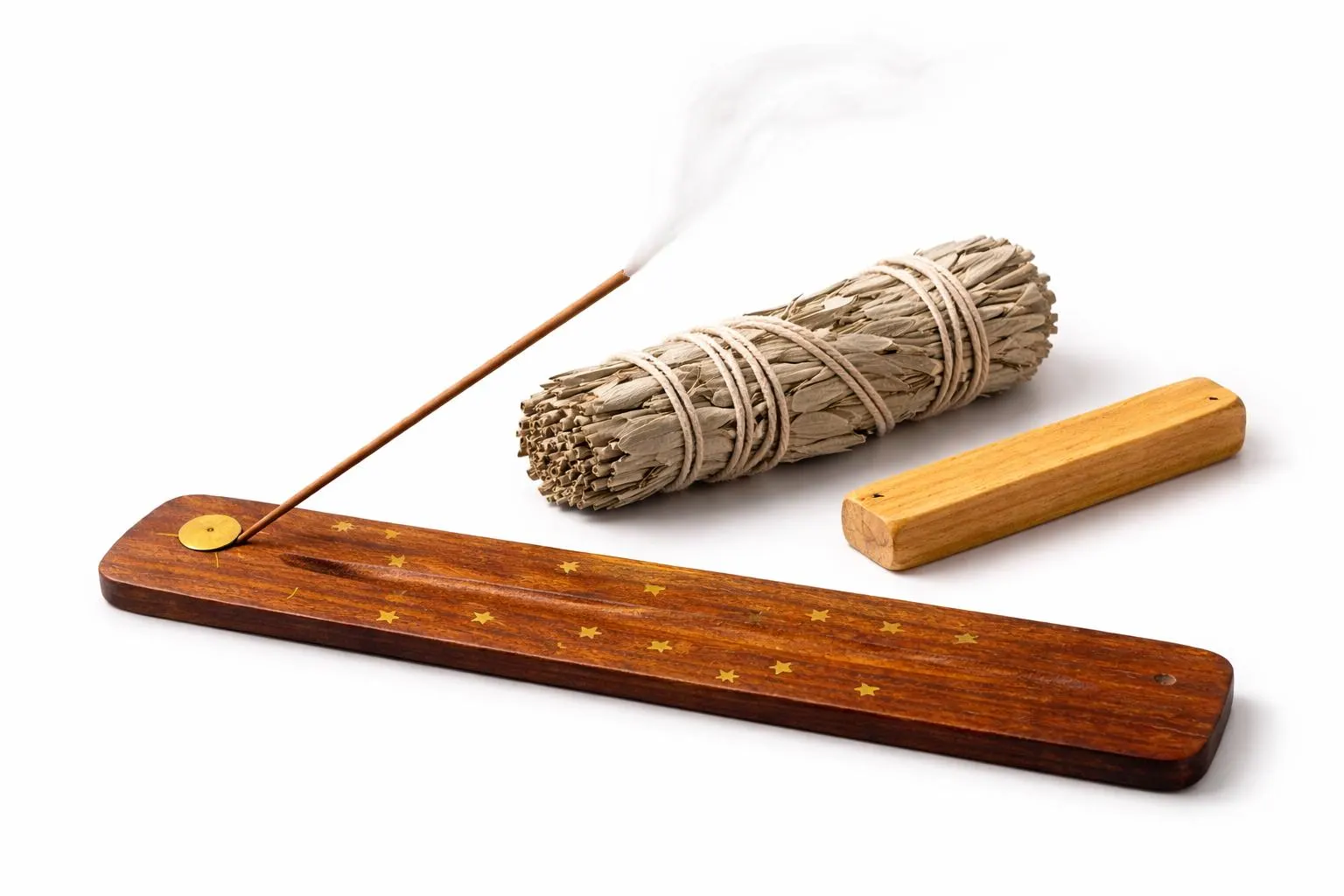 Handmade Wooden Incense Holder, Sage Smudge, Palo Santo Kit for Cleansing
