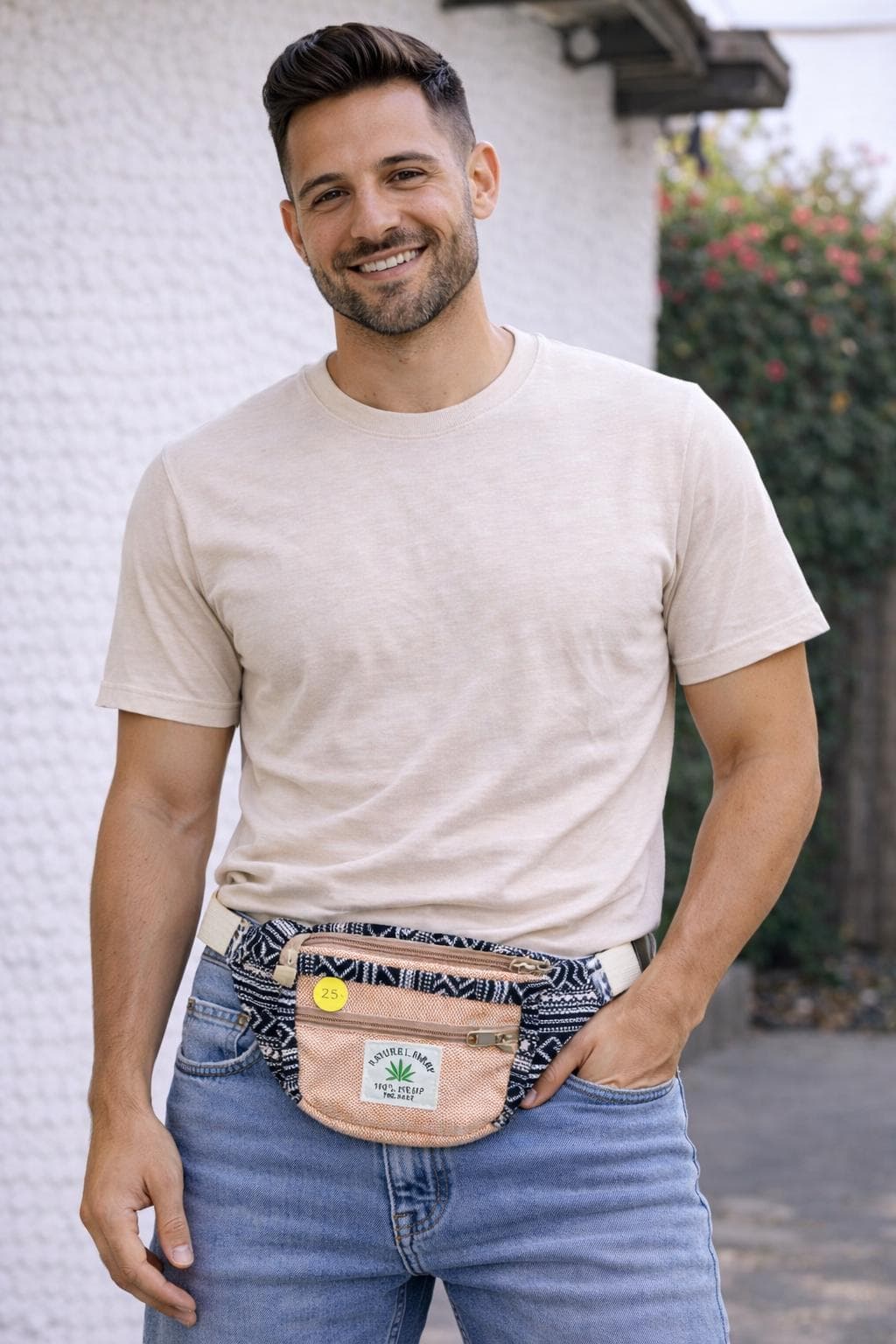 Himalayan Hemp Fanny Pack: Boho Vegan Waist Bag, Nepal - image 3