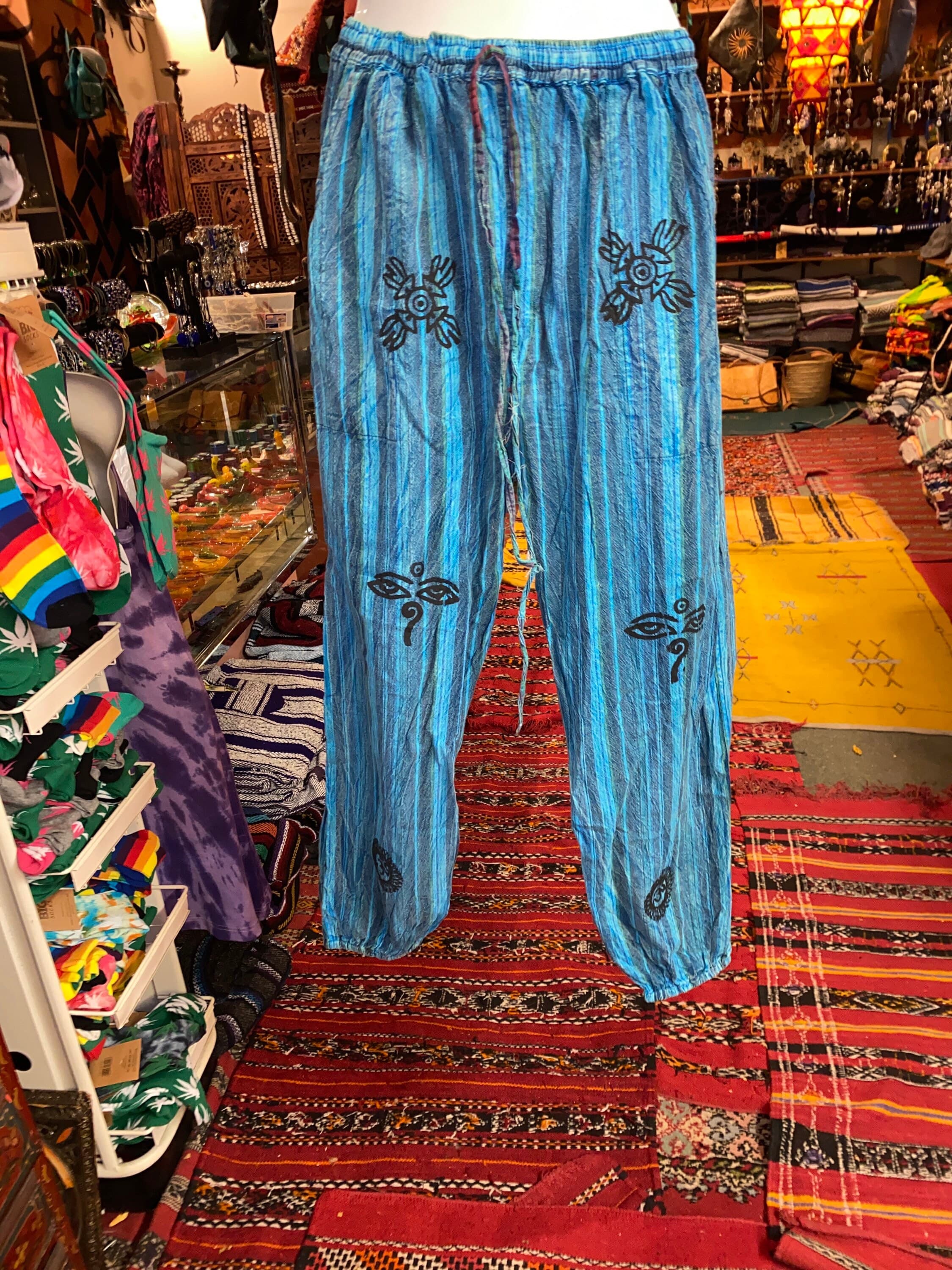 Blue Boho Harem Pants: Lightweight Cotton Hippie Trousers - image 5