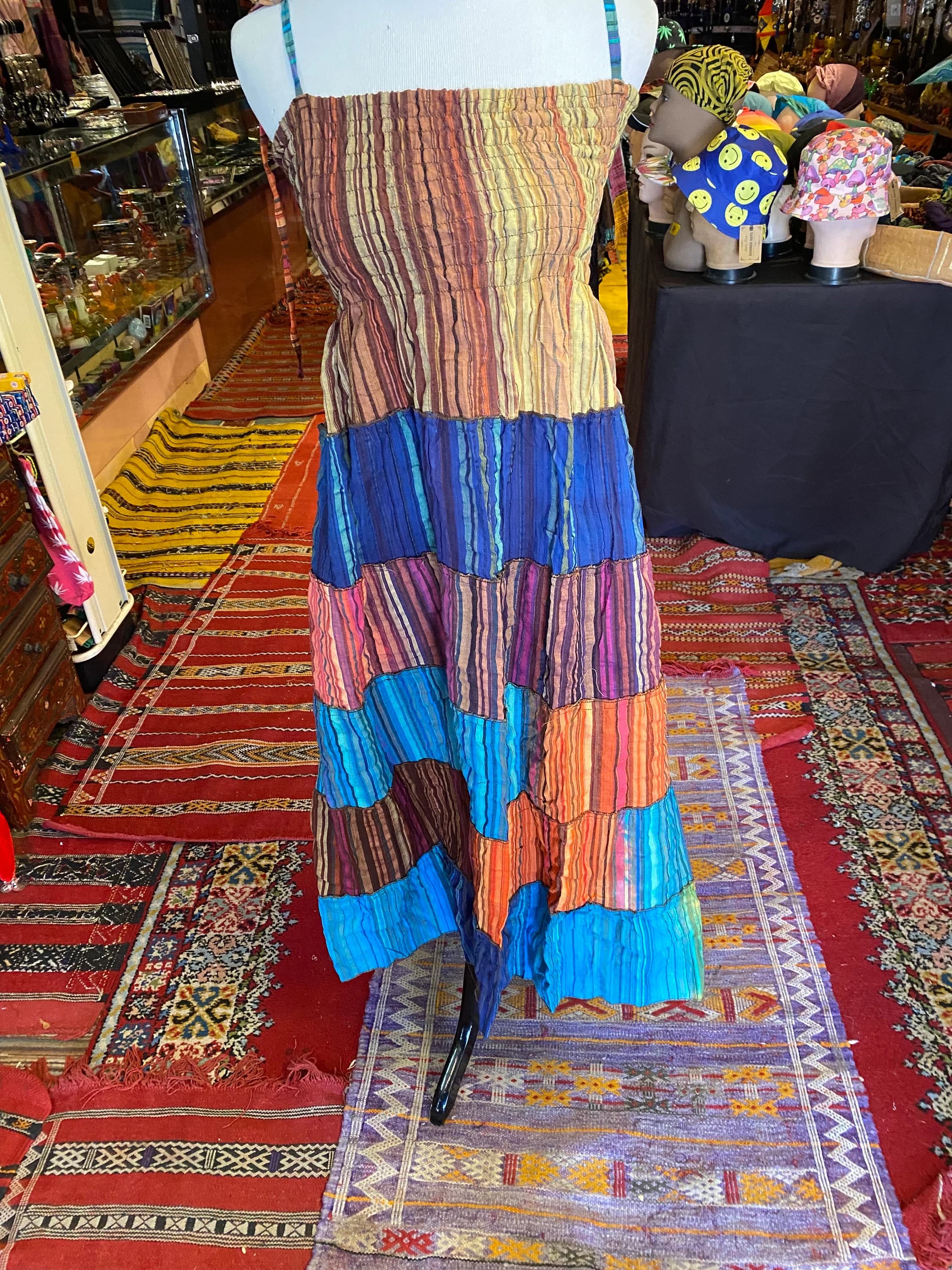 Boho Patchwork Sundress: One-of-a-Kind Hippie Cotton Dress - image 4
