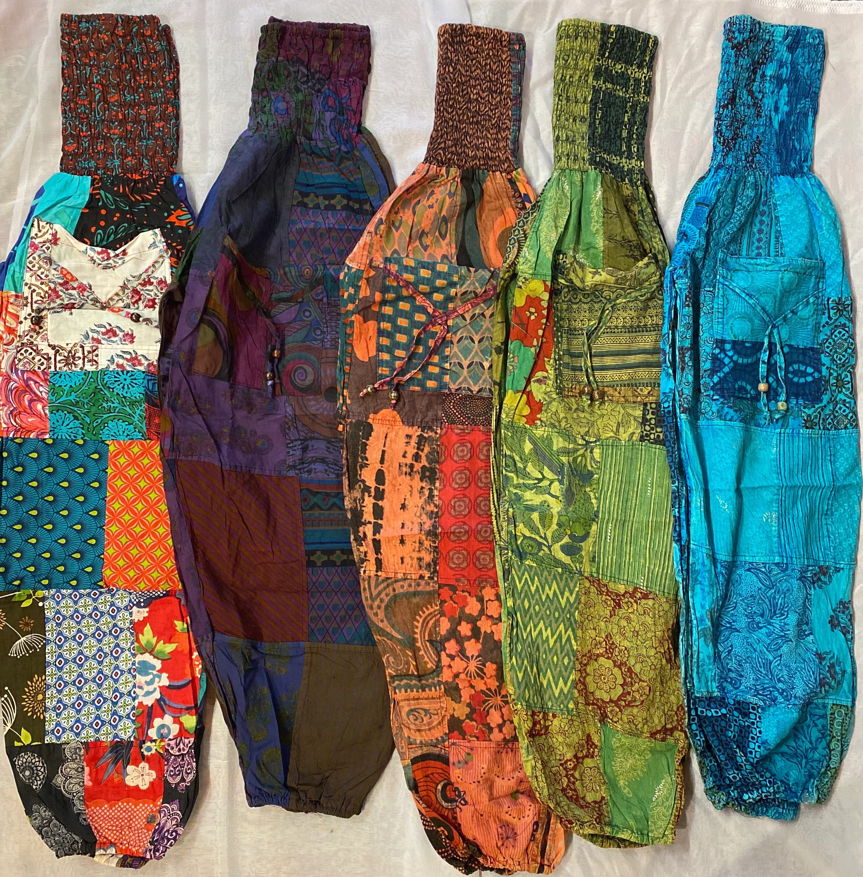 Patchwork Cotton Harem Pants: Boho Hippie Festival Style