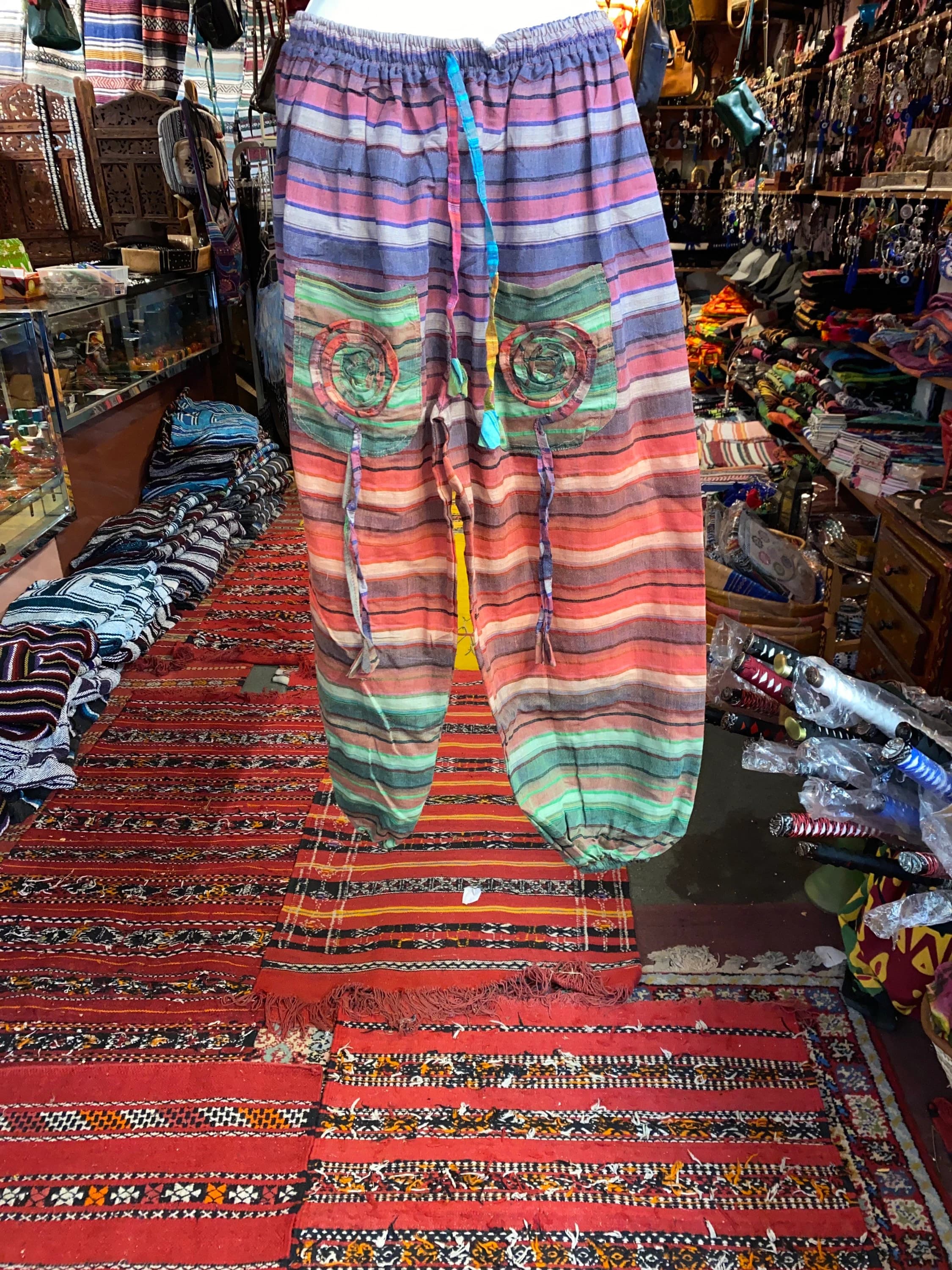 Patchwork Harem Pants: Multicolor Cotton Boho Hippie Trousers