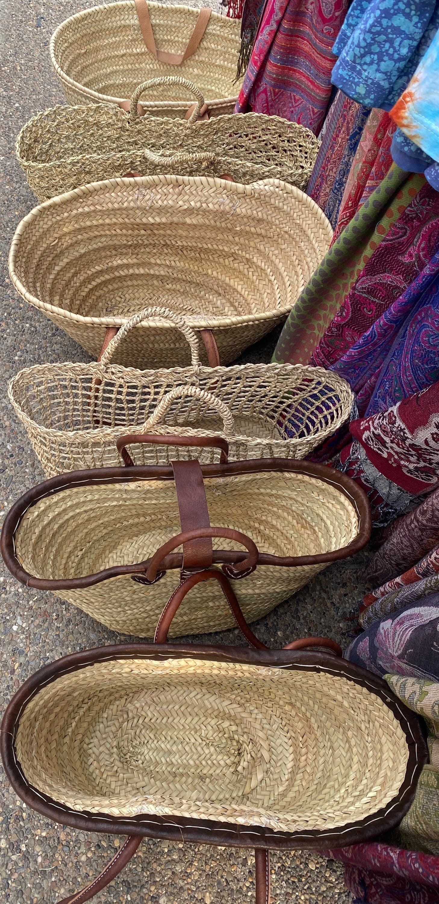 Handwoven Moroccan Market Basket: Large Straw Beach Bag - image 5