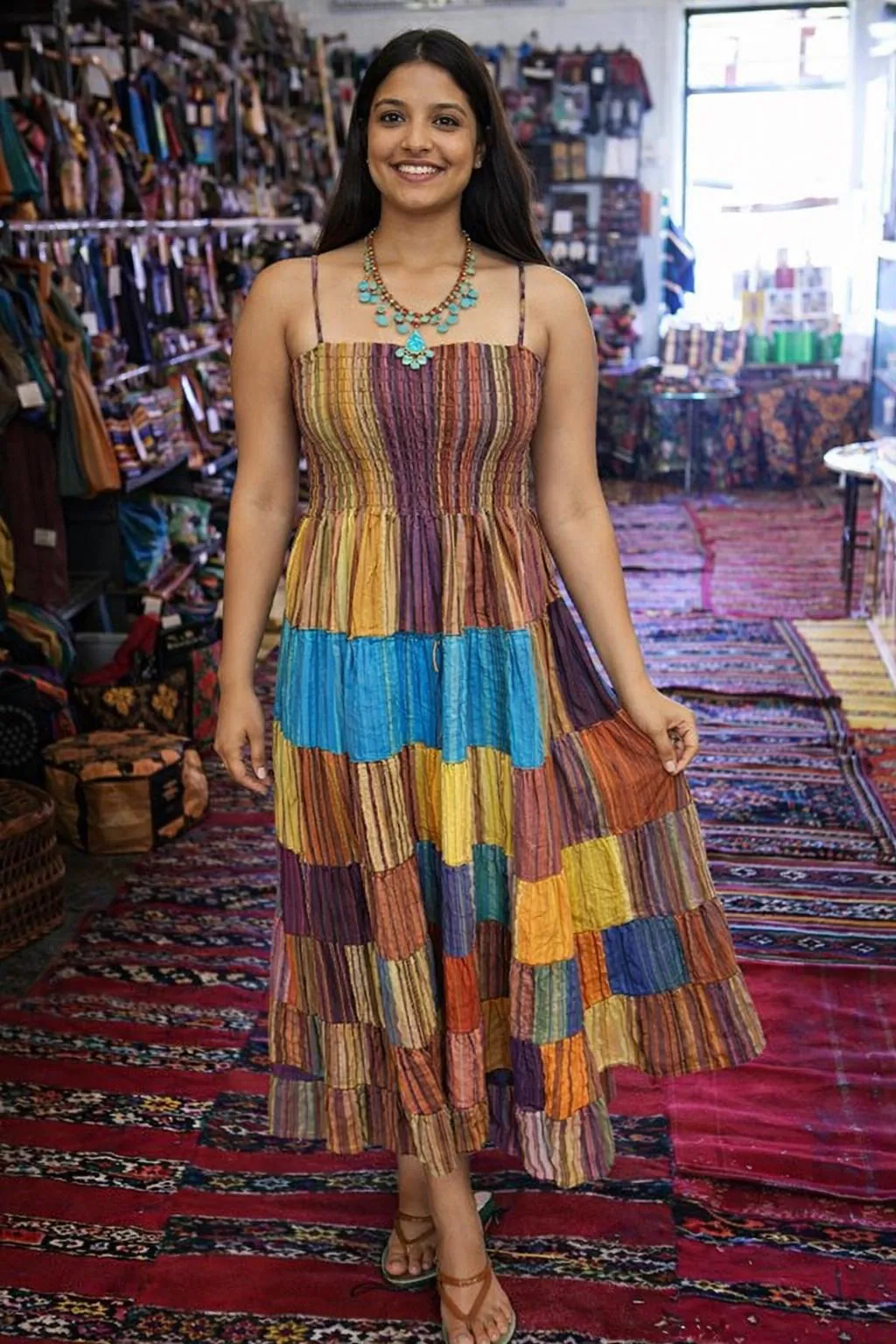 Boho Patchwork Sundress: One-of-a-Kind Hippie Summer Dress