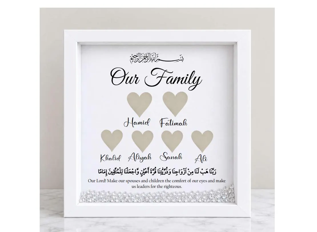 Islamic Family Tree Frame, Islamic Frame Gift, Muslim Baby Gift, New Home, Ramadan, Eid Gifts
