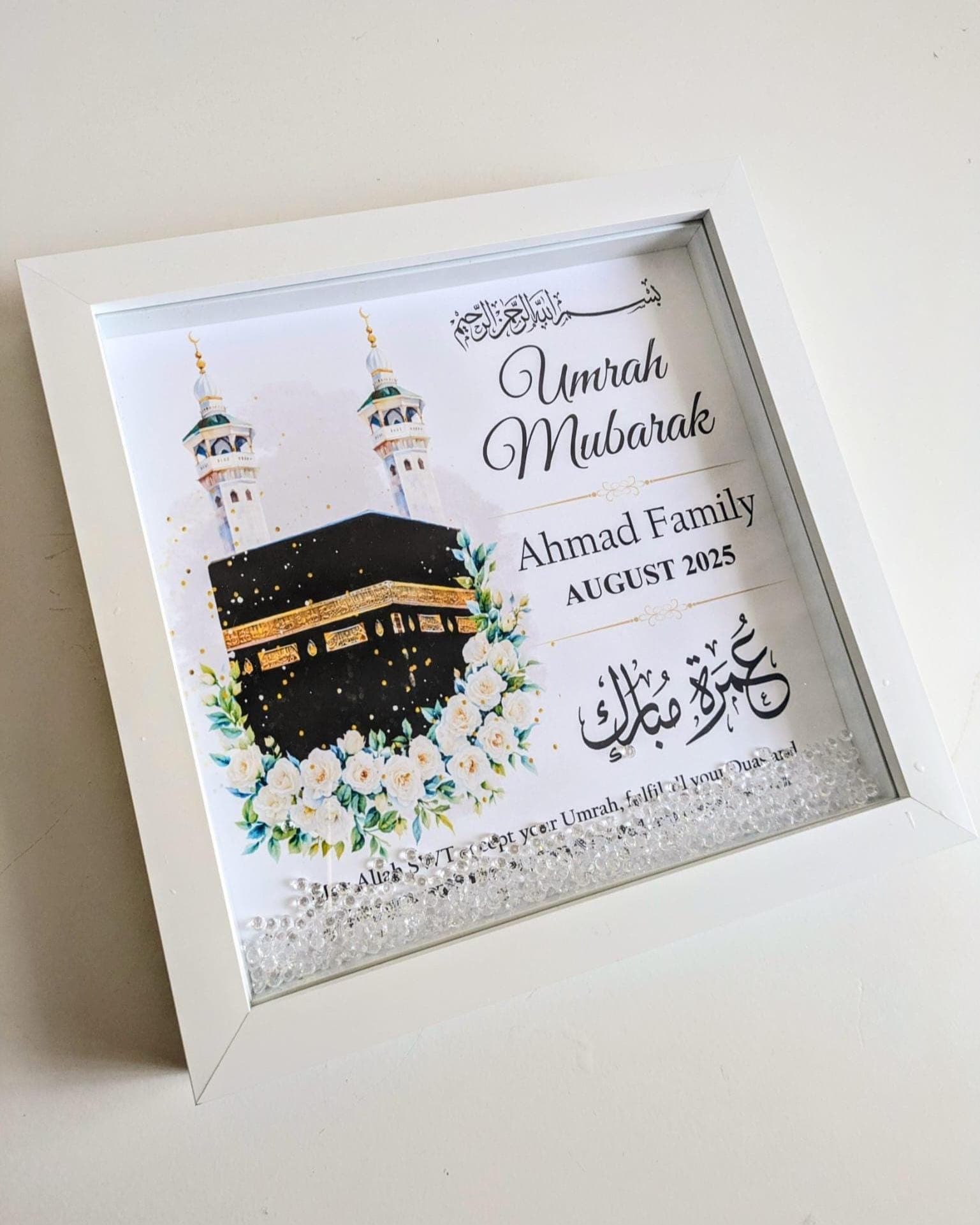 Personalised Umrah Mubarak Frame with Crystals: Islamic Gift - image 3