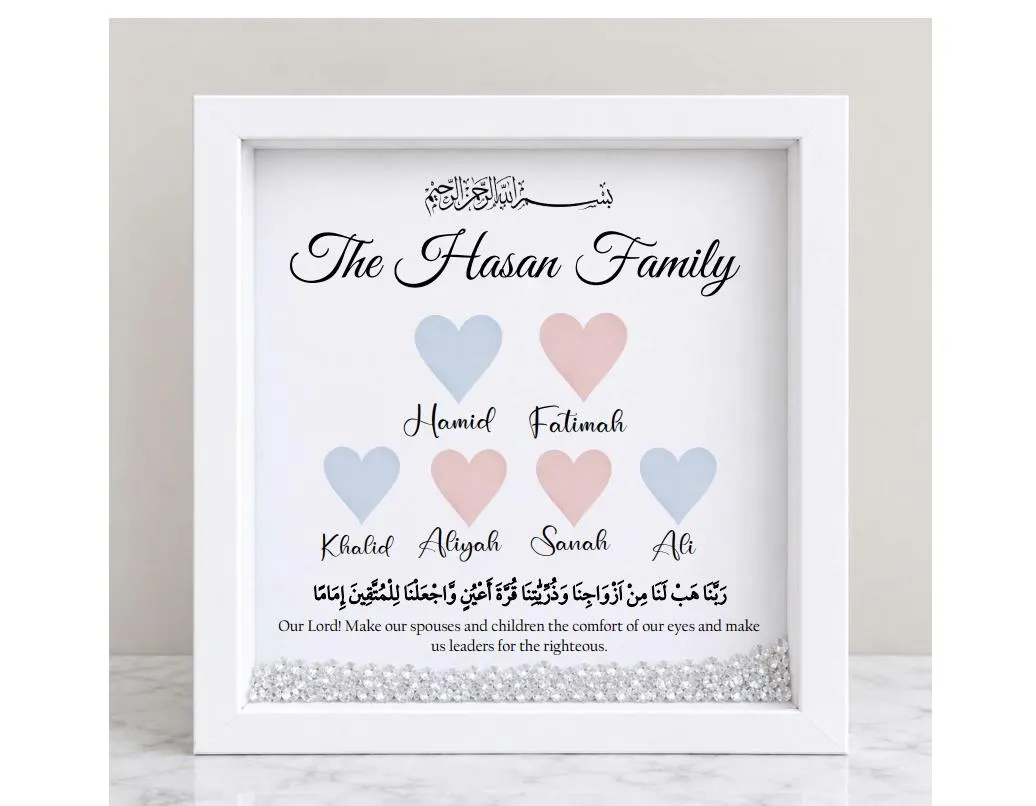 Islamic Family Tree Frame, Islamic Frame Gift, Muslim Baby Gift, New Home, Ramadan, Eid Gifts