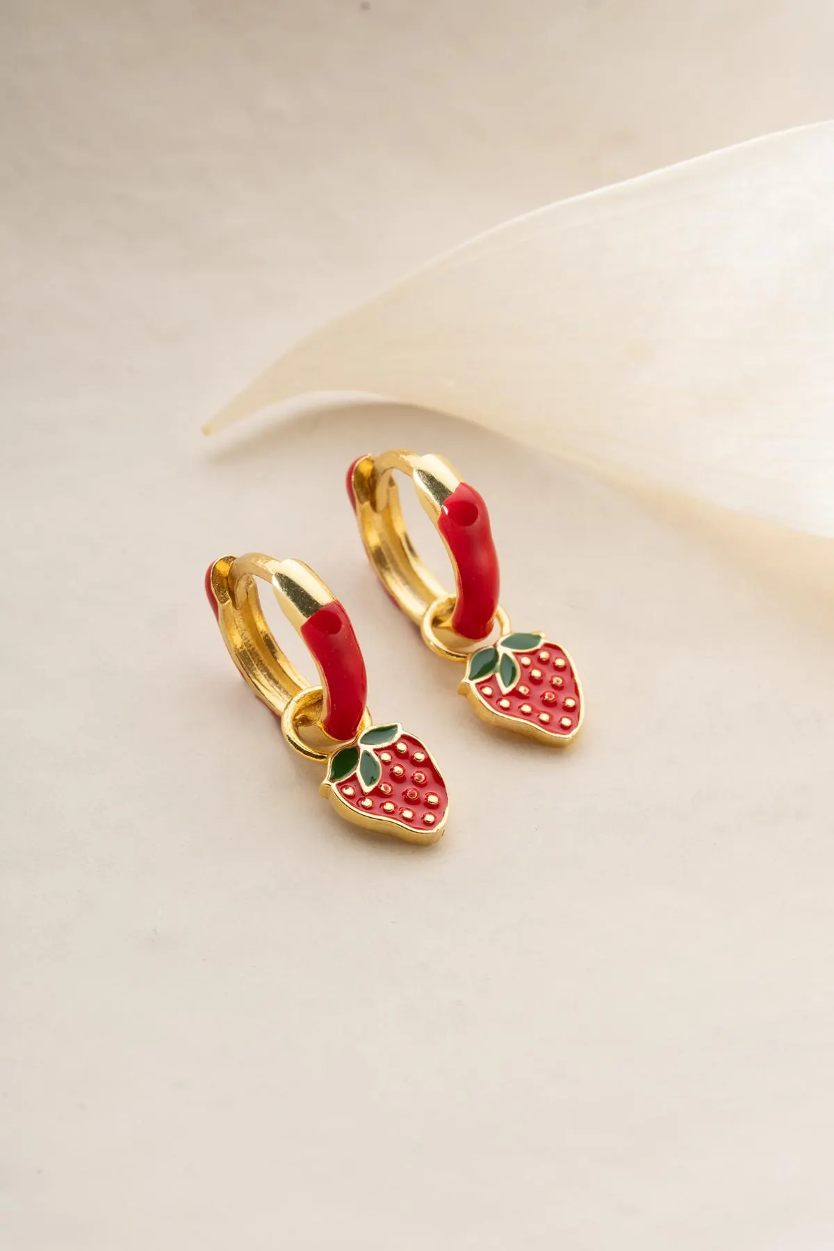 Strawberry Hoop Earrings Dainty Fruit Jewelry Cute Gift Sister Girlfriend Birthday Anniversary Sterling Silver - image 2