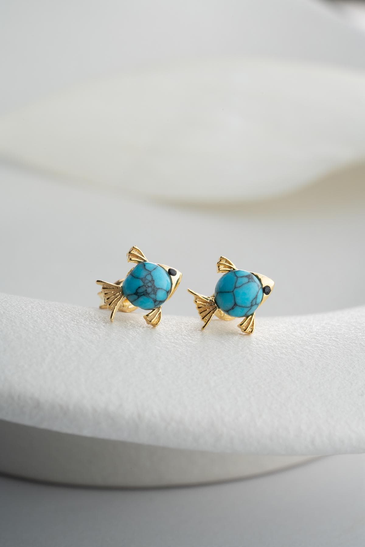 Blue Fish Earrings 925 Sterling Silver 14K Gold Plated Ocean Jewelry Anniversary Gift Girlfriend - image 4