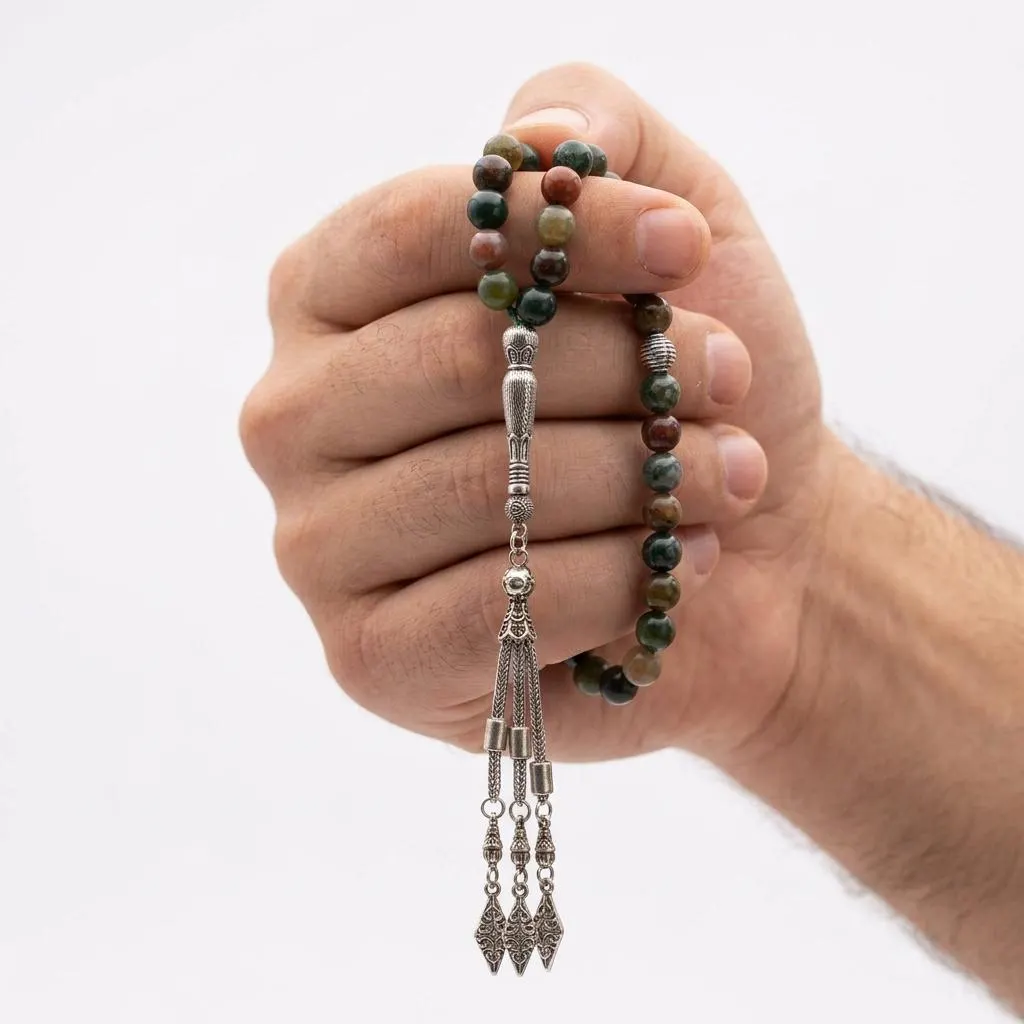 Agate Stone Tasbih Prayer Beads Handmade Stress Relief Gift For Men Spiritual Jewelry - image 4