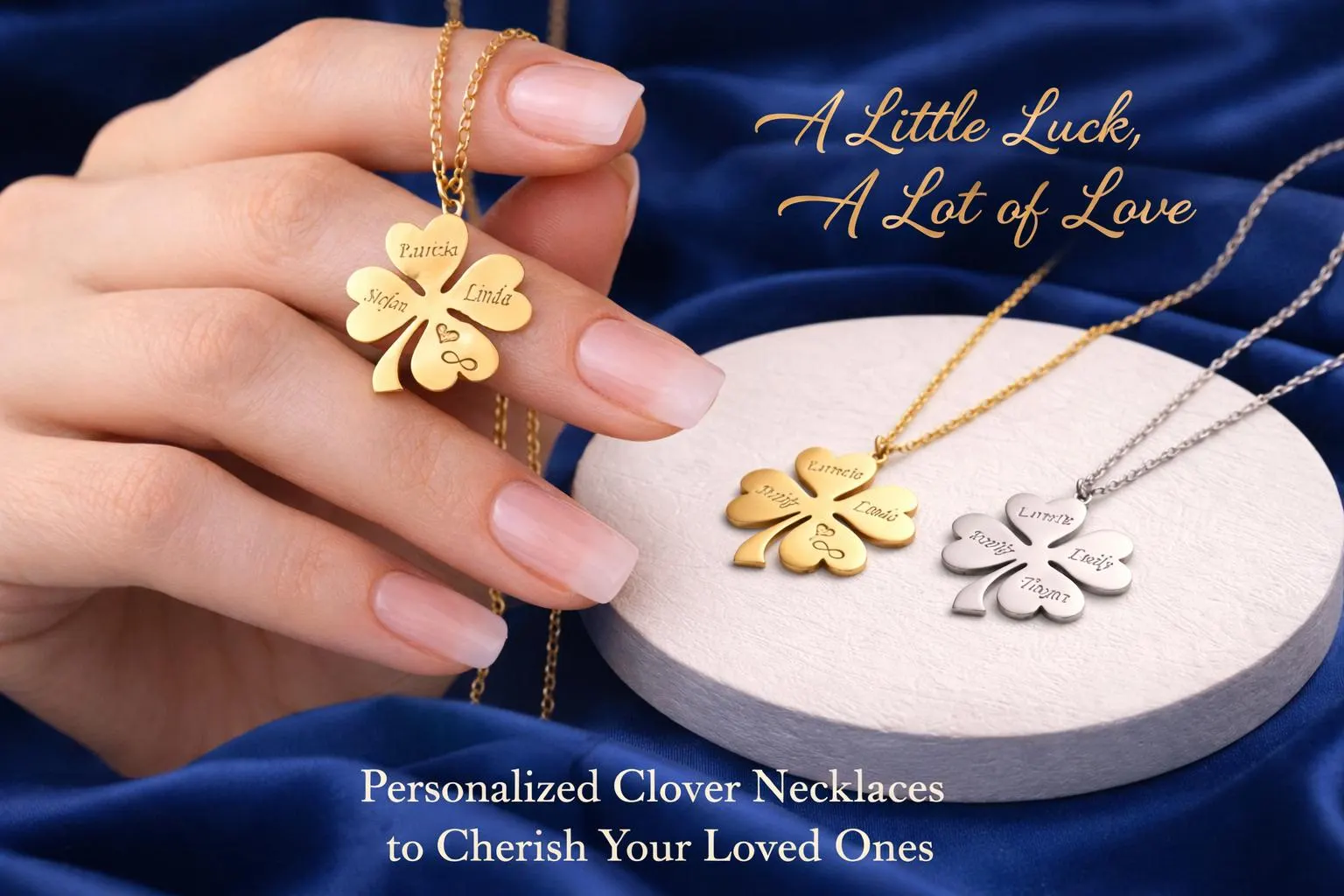 Personalized Clover Necklace Four Leaf Lucky Charm Name Necklace Family Gift Custom Jewelry - image 3