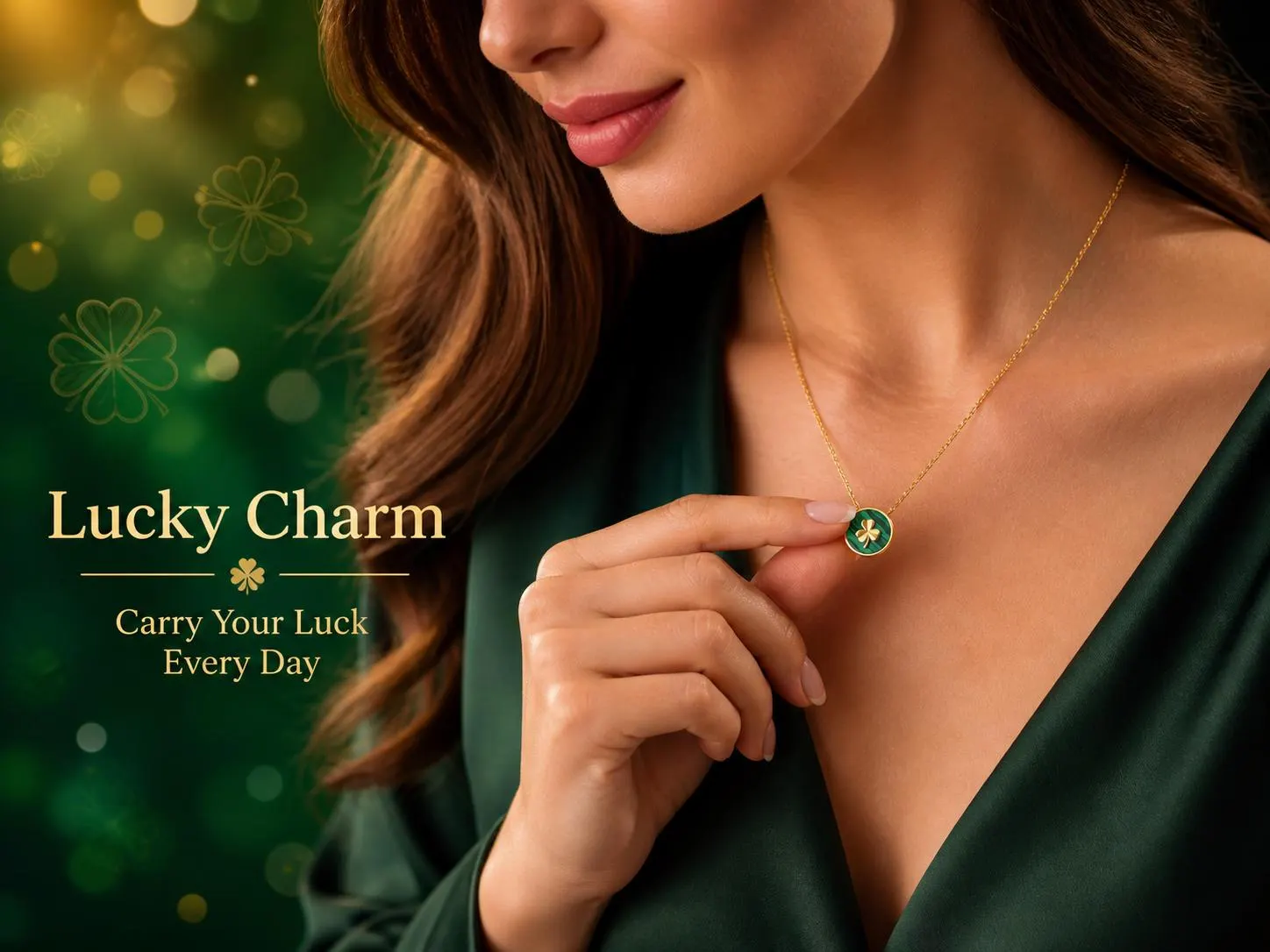 Shamrock Pendant Necklace Dainty Lucky Clover Jewelry Meaningful Celestial Accessory Romantic Green Charm - image 3