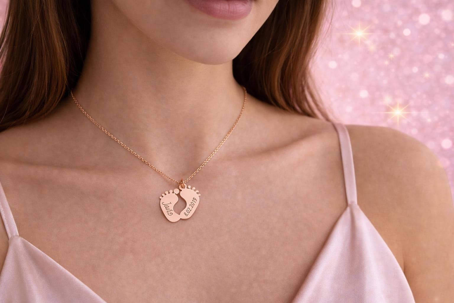 Personalized Baby Footprint Necklace Custom Name Date Engraved New Mom Gift Baby Shower Jewelry - image 5