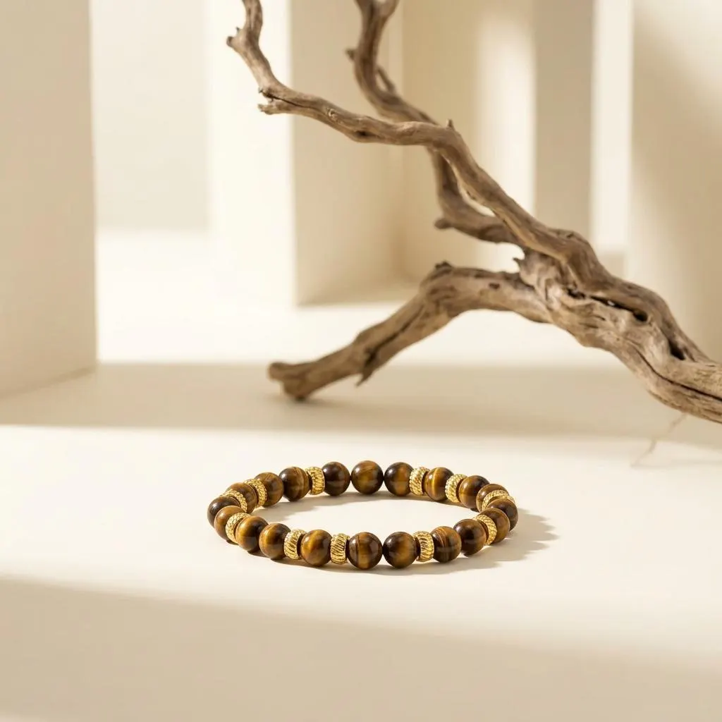 Tiger Eye Stone Bracelet Adjustable Silicone Handmade Unisex Beaded Jewelry Protection Energy Gift - image 3