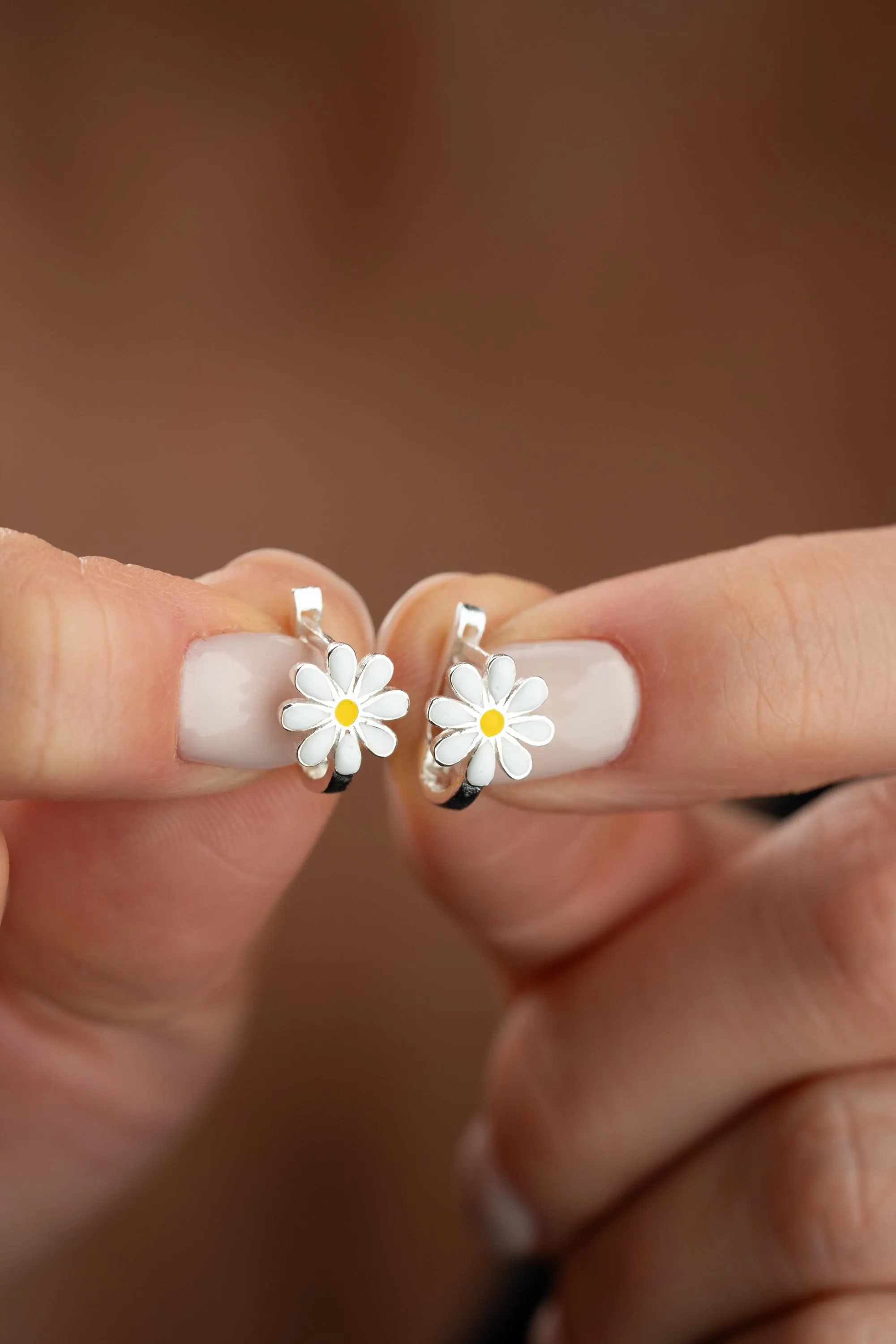 Flower Hoop Earrings 925 Sterling Silver Daisy Jewelry Girlfriend Wife Anniversary Graduation Valentine Christmas