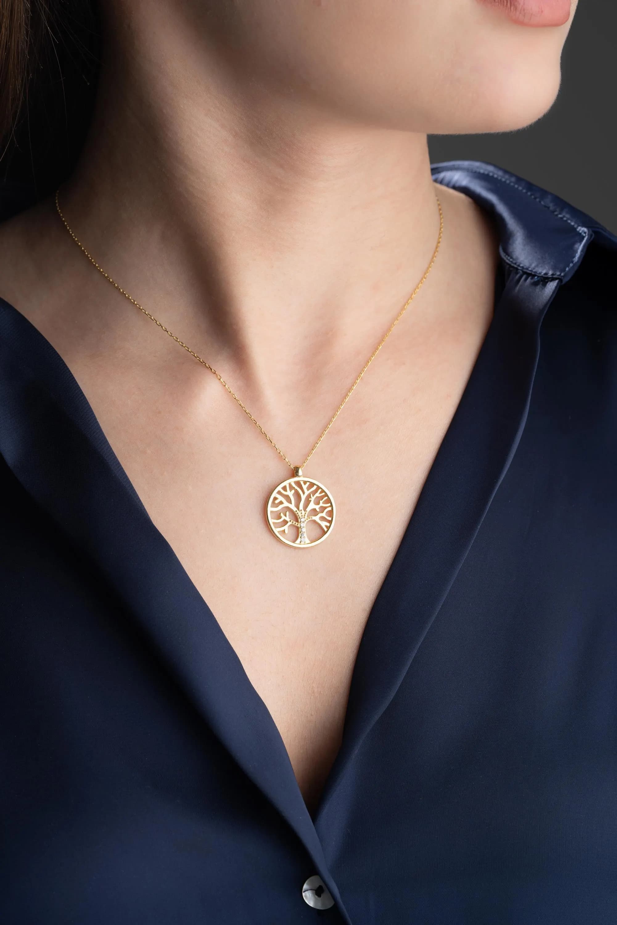 Tree of Life Necklace Family Roots Pendant Gold Jewelry Meaningful Gift Mother Grandmother Women - image 4