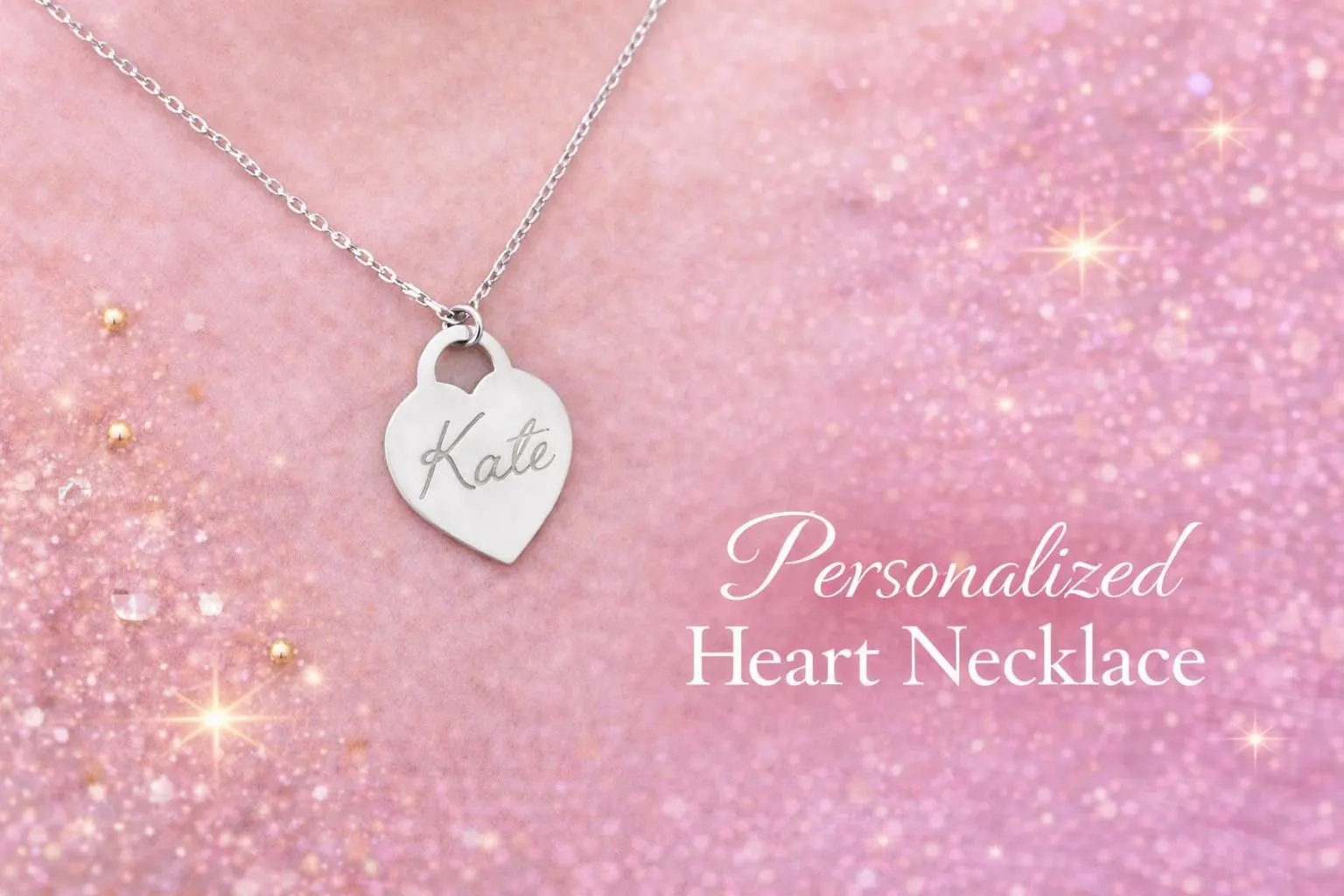 Personalized Heart Necklace Custom Engraved Name Pendant Romantic Jewelry Gift for Her Special