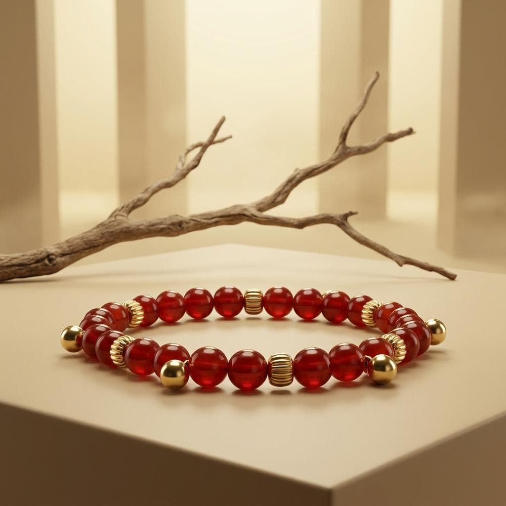 Red Carnelian Stone Bracelet Adjustable Silicone Handmade Unisex Beaded Jewelry Energy Courage Gift - image 5