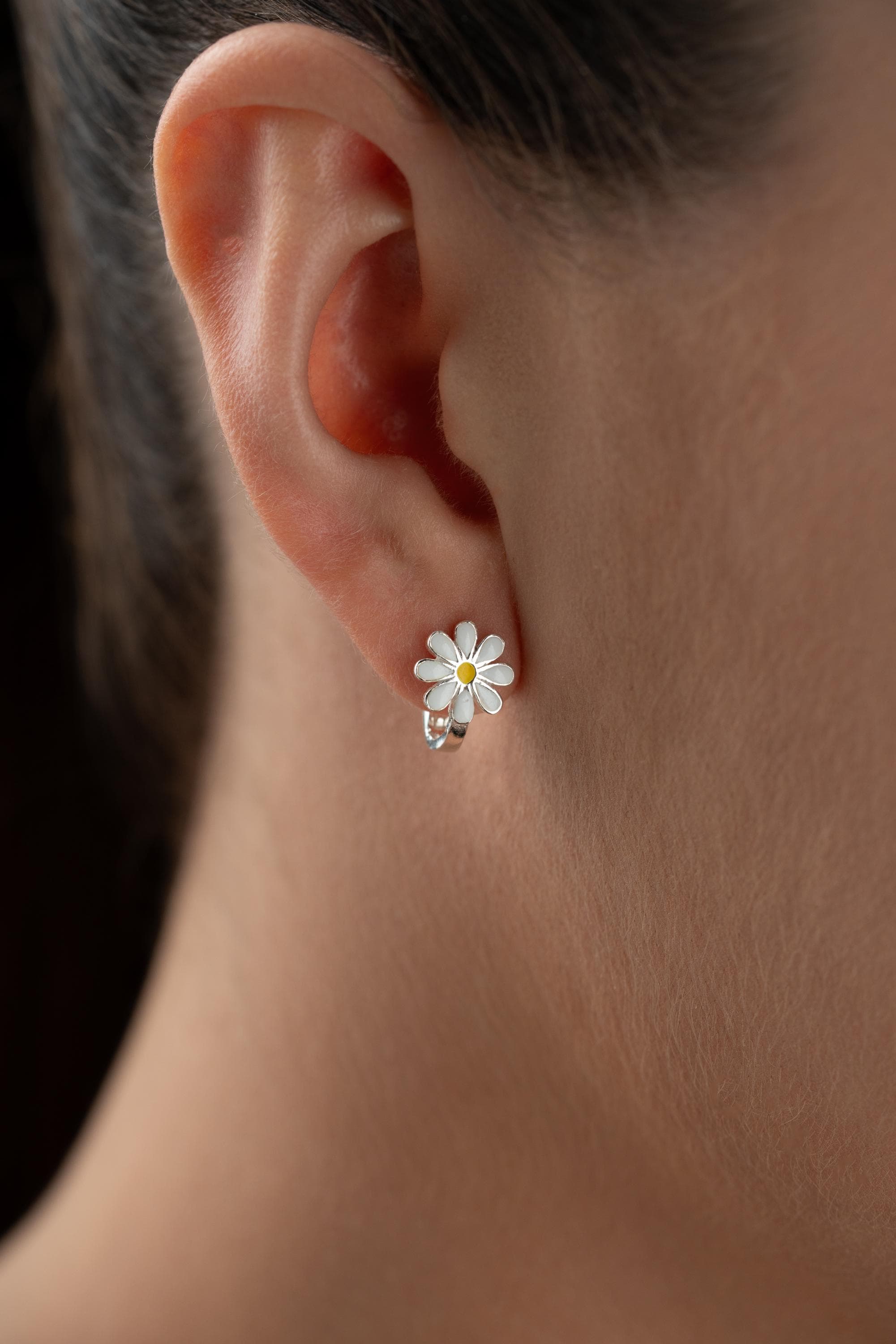 Flower Hoop Earrings 925 Sterling Silver Daisy Jewelry Girlfriend Wife Anniversary Graduation Valentine Christmas - image 4