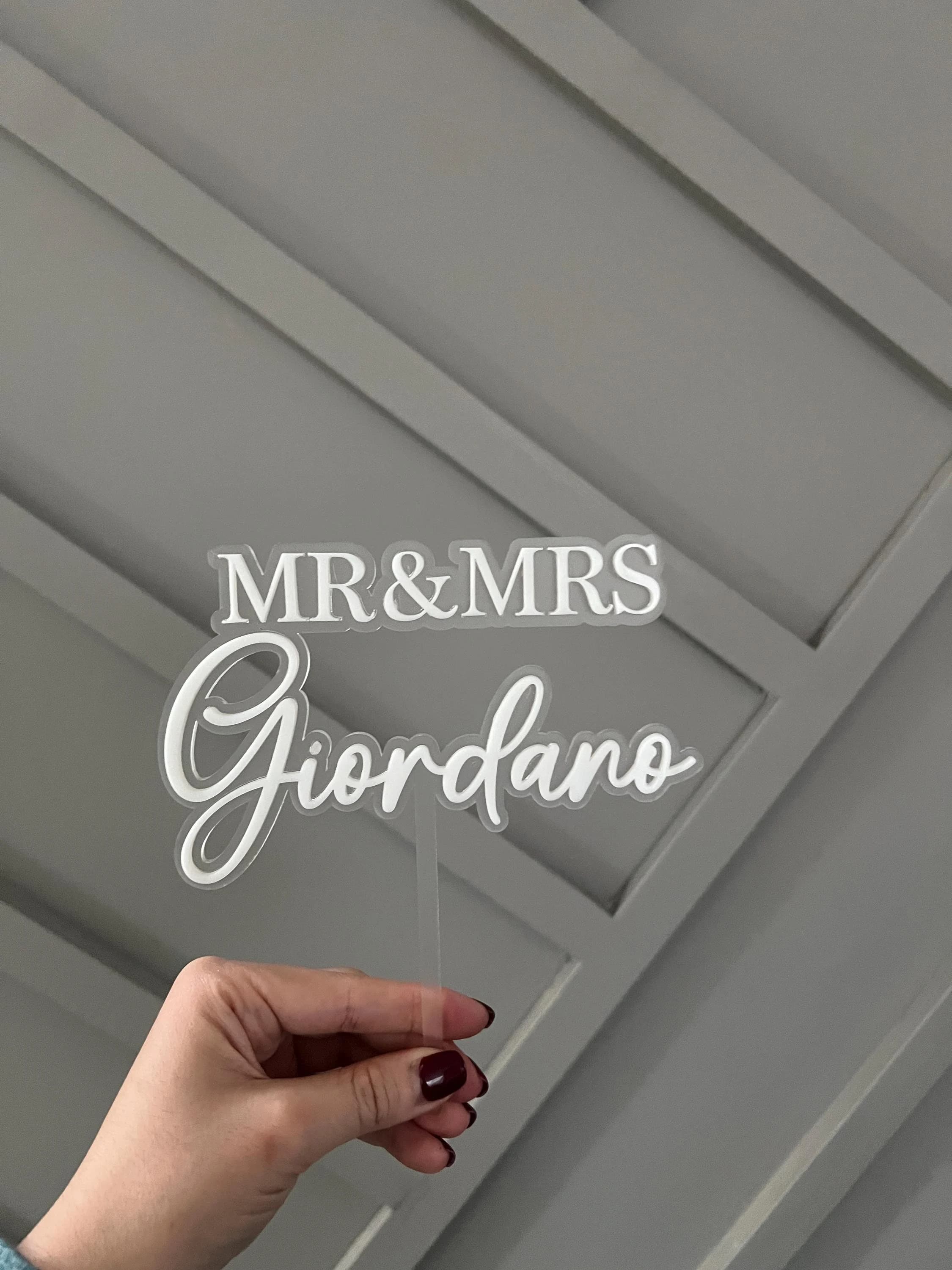 Custom Acrylic Wedding Cake Topper, Personalised Mr & Mrs Cake Topper, Wedding Decor, Bride and Groom Topper, Last Name Cake Topper,