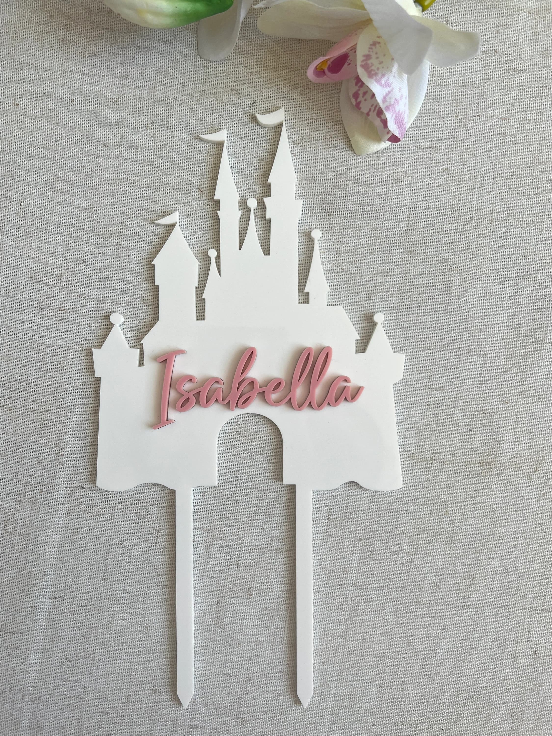 Personalized Castle Cake Topper, Princess Themed, Birthday Cake Topper, Disney Themed, Cinderella Cake Topper - image 4