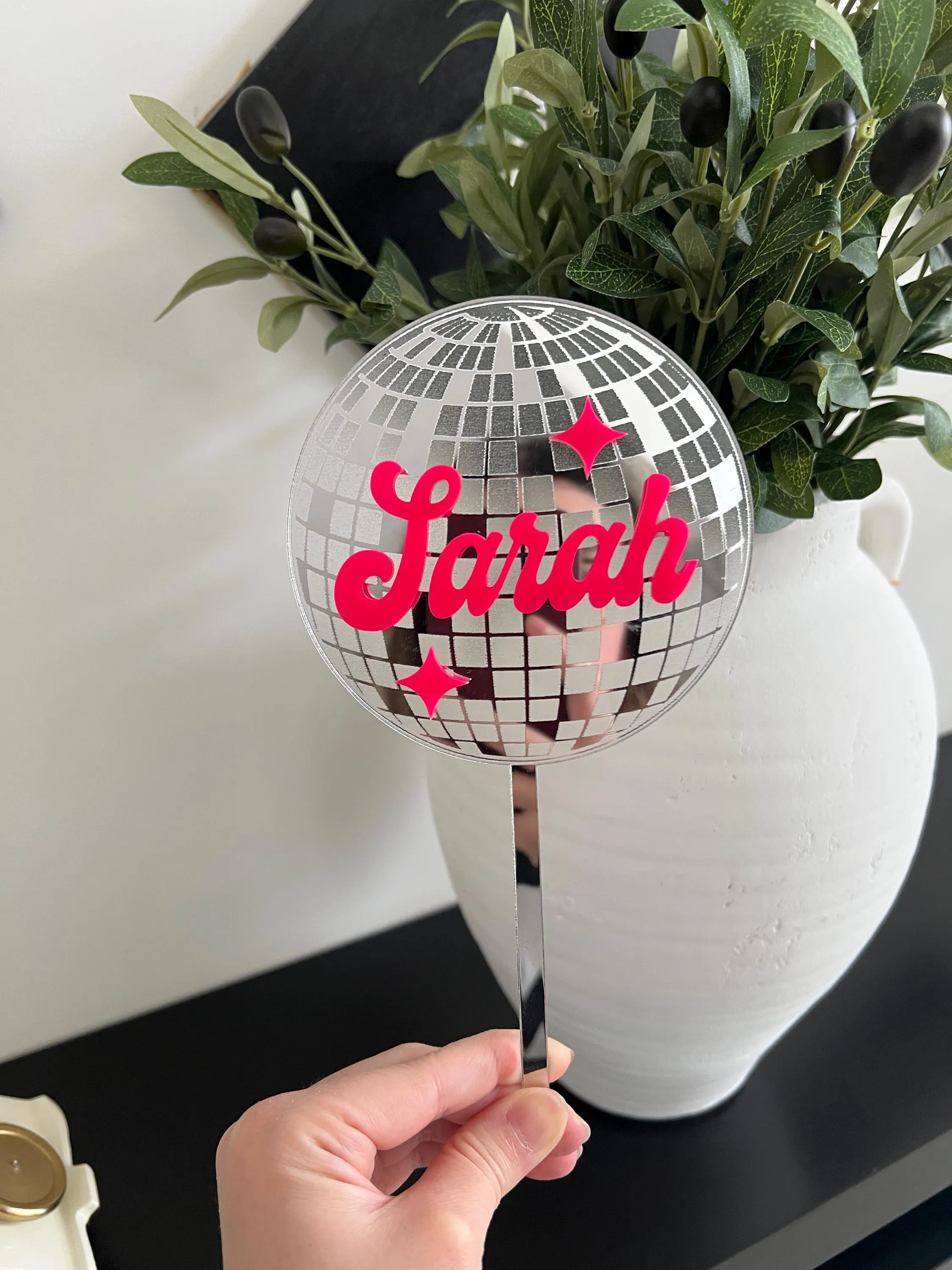 Personalized Disco Ball Cake Topper, Groovy Cake Topper, Retro Party, Groovy Birthday Party - image 3