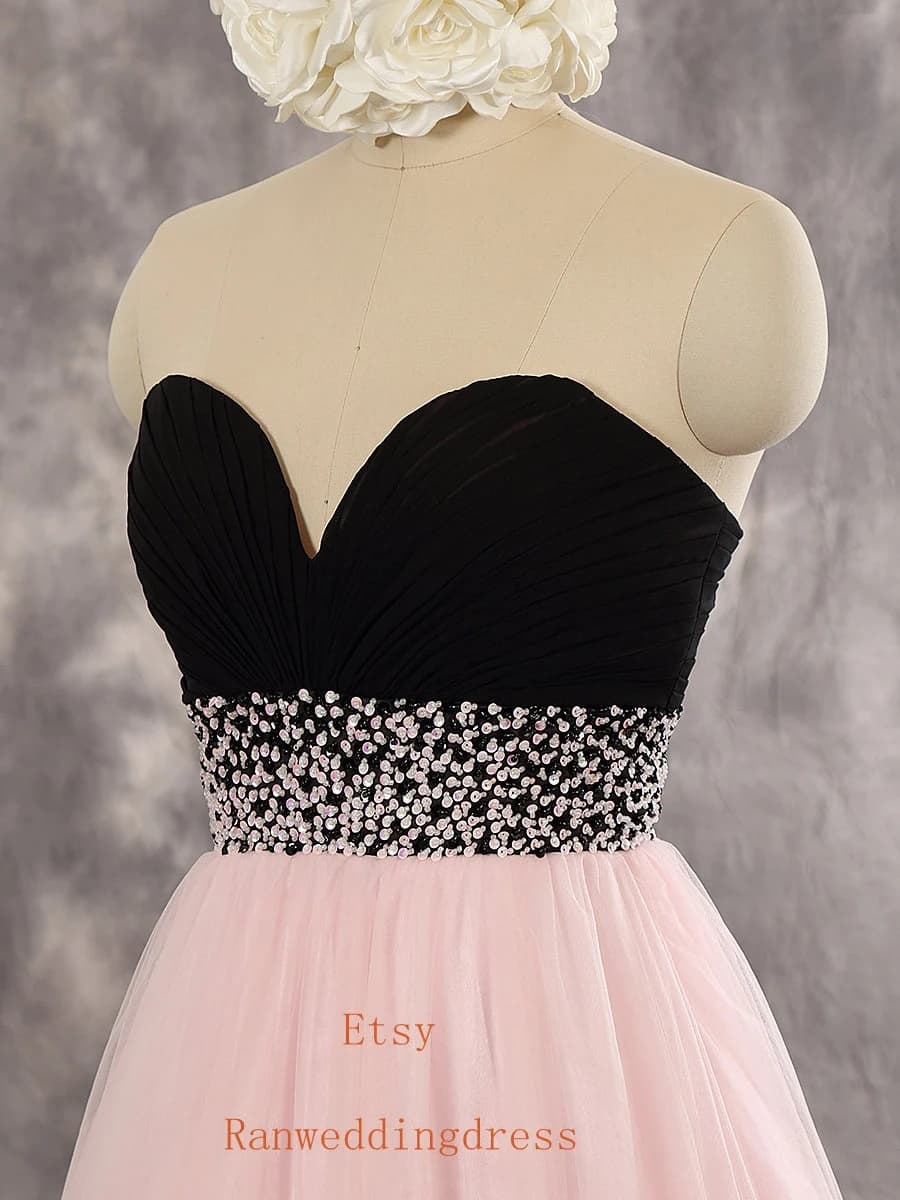Black and Pink Wedding Dress: Beaded Tulle Bridal Gown - image 4