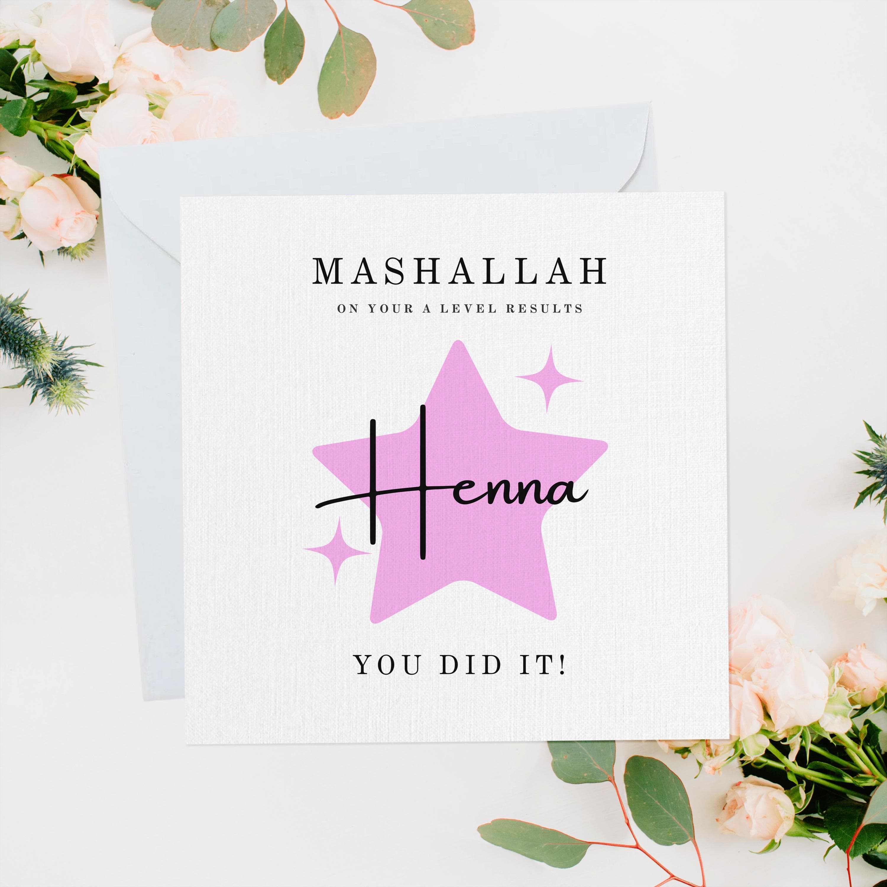 Personalised A Levels Exam Pass Card, Exam Congratulations Gift, Exam Pass Card, Exam Gift, Muslim Exam Results Card, Exam Card For Her
