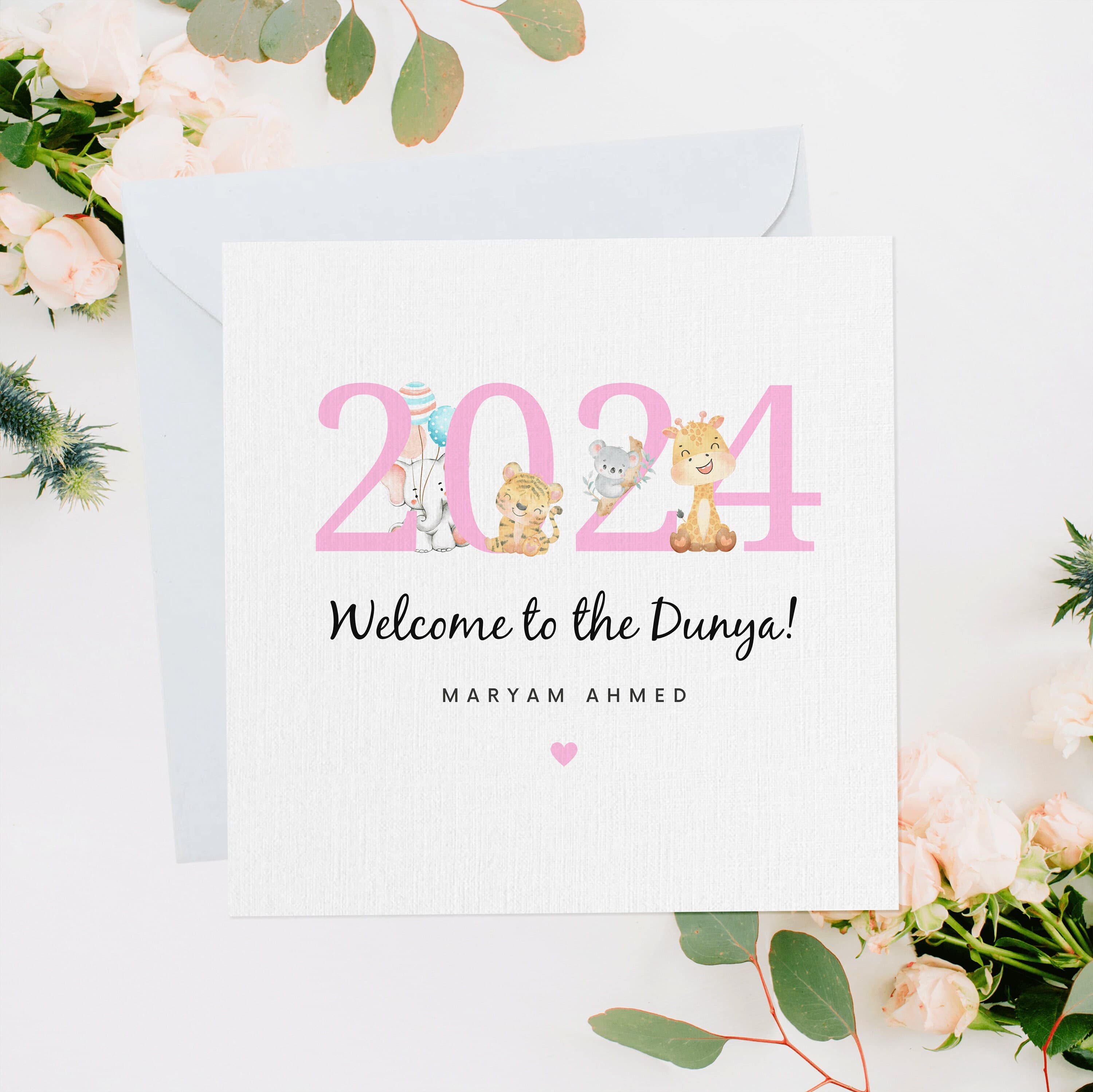 Personalised New Muslim Baby Card, Muslim Baby Girl, Muslim Newborn 2026, Muslim Baby Gift, Newborn Baby, Islamic Baby, Aqiqah, Cute Animals