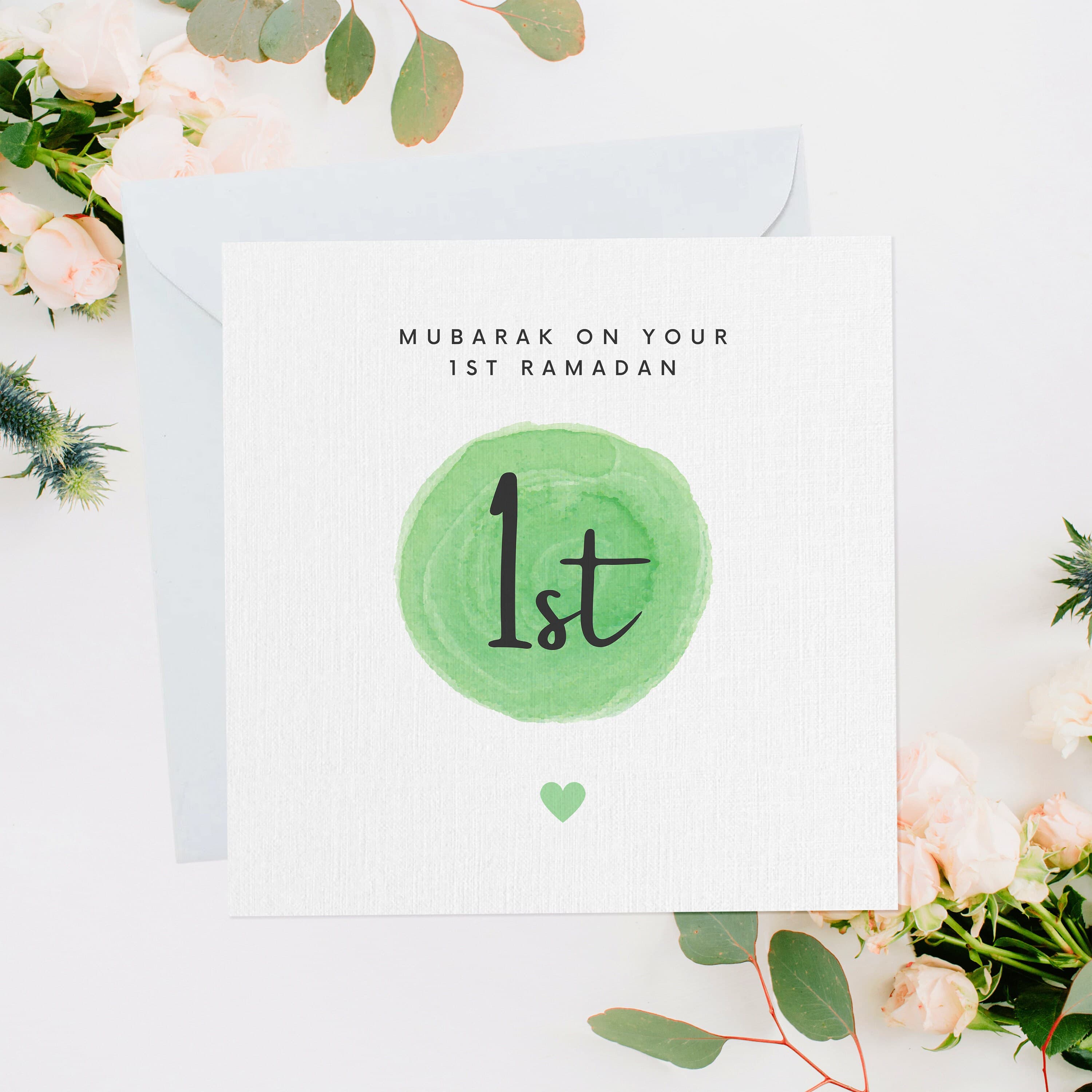 Personalised 1st Ramadan Mubarak Green Greeting Card, Ramadan Card, Ramadan Greeting Card, Card For Loved Ones, Family Ramadan Card, RC020