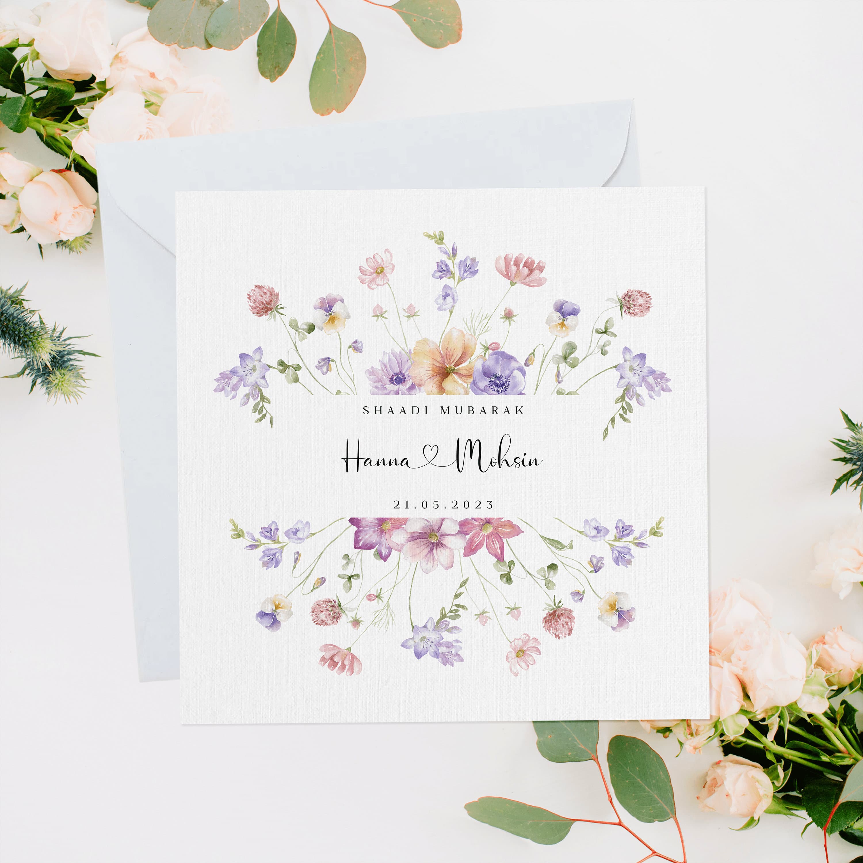 Shaadi Mubarak Card, Floral Shaadi Card, Shaadi 2026, Nikkah 2024, Shaadi Gift, Islamic Wedding, Muslim Wedding, Personalised Shaadi Gift