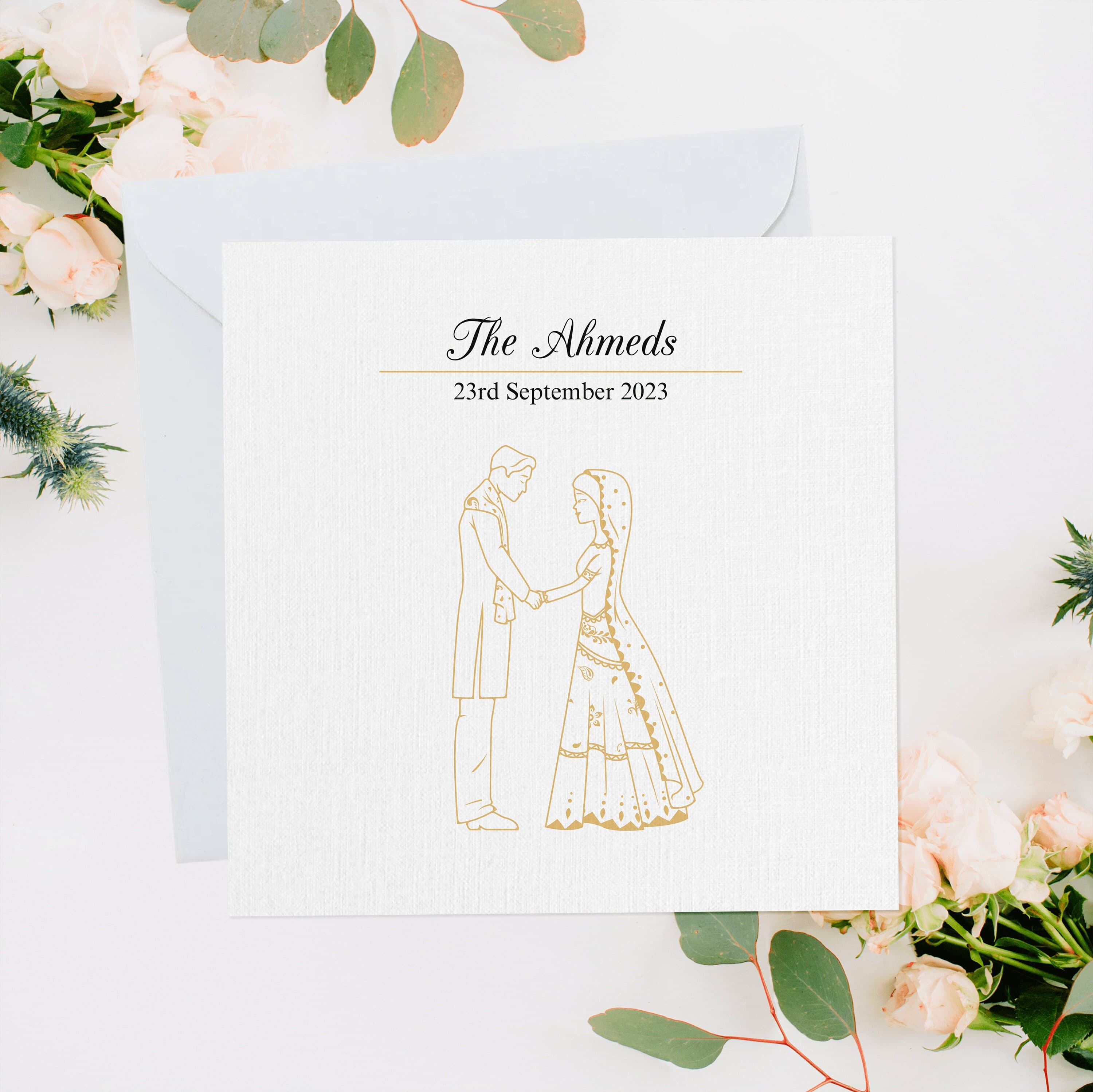 Personalised Islamic Wedding Card, Nikkah Mubarak, Nikkah Card, Nikkah Gift, Shaadi Gift, Islamic Wedding, Wedding, Muslimah Bride and Groom