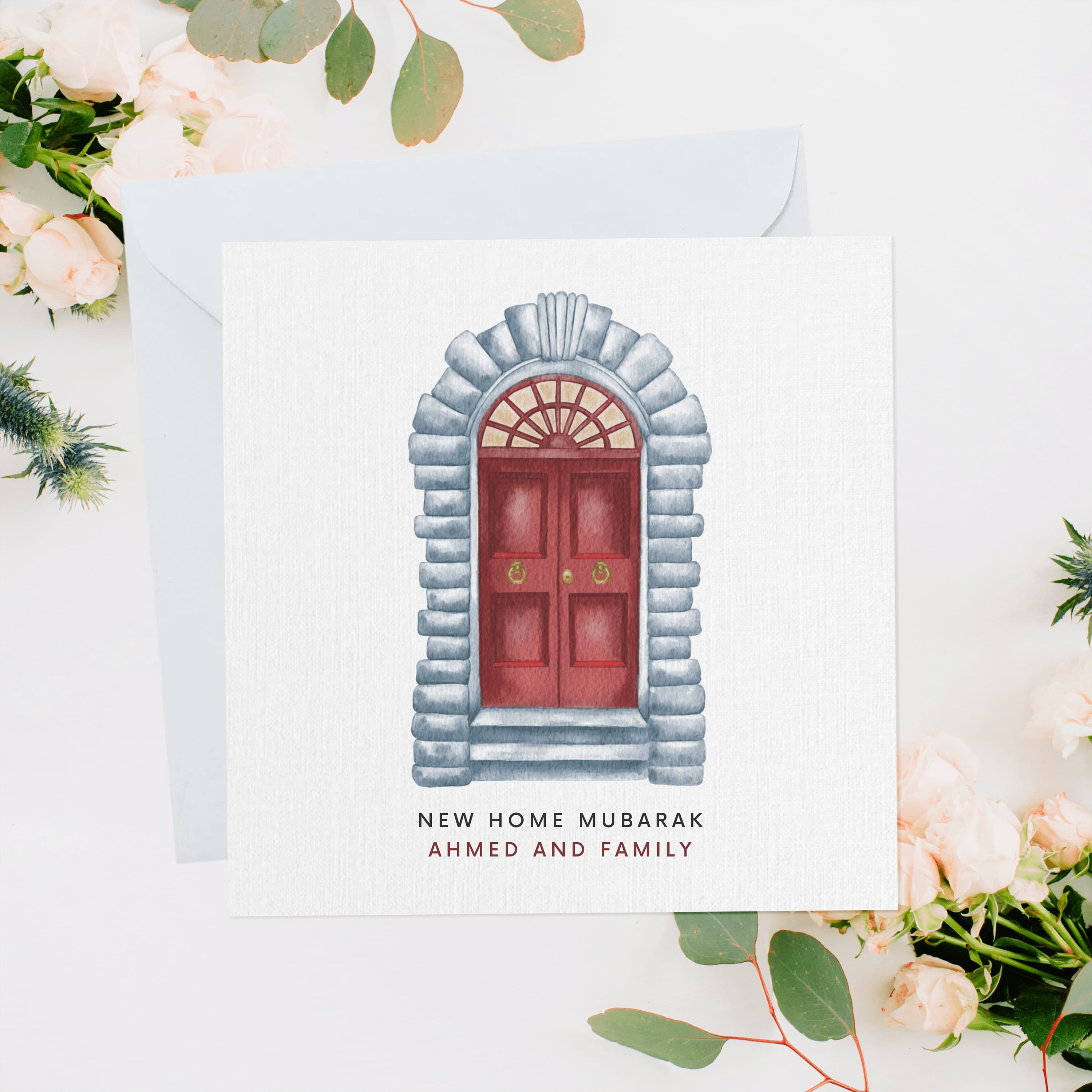 Personalised Housewarming Card, New Home Gift, Muslim Home, Gifts For Home, Islamic Home, Muslim Moving Home, New Home Mubarak, Red Door