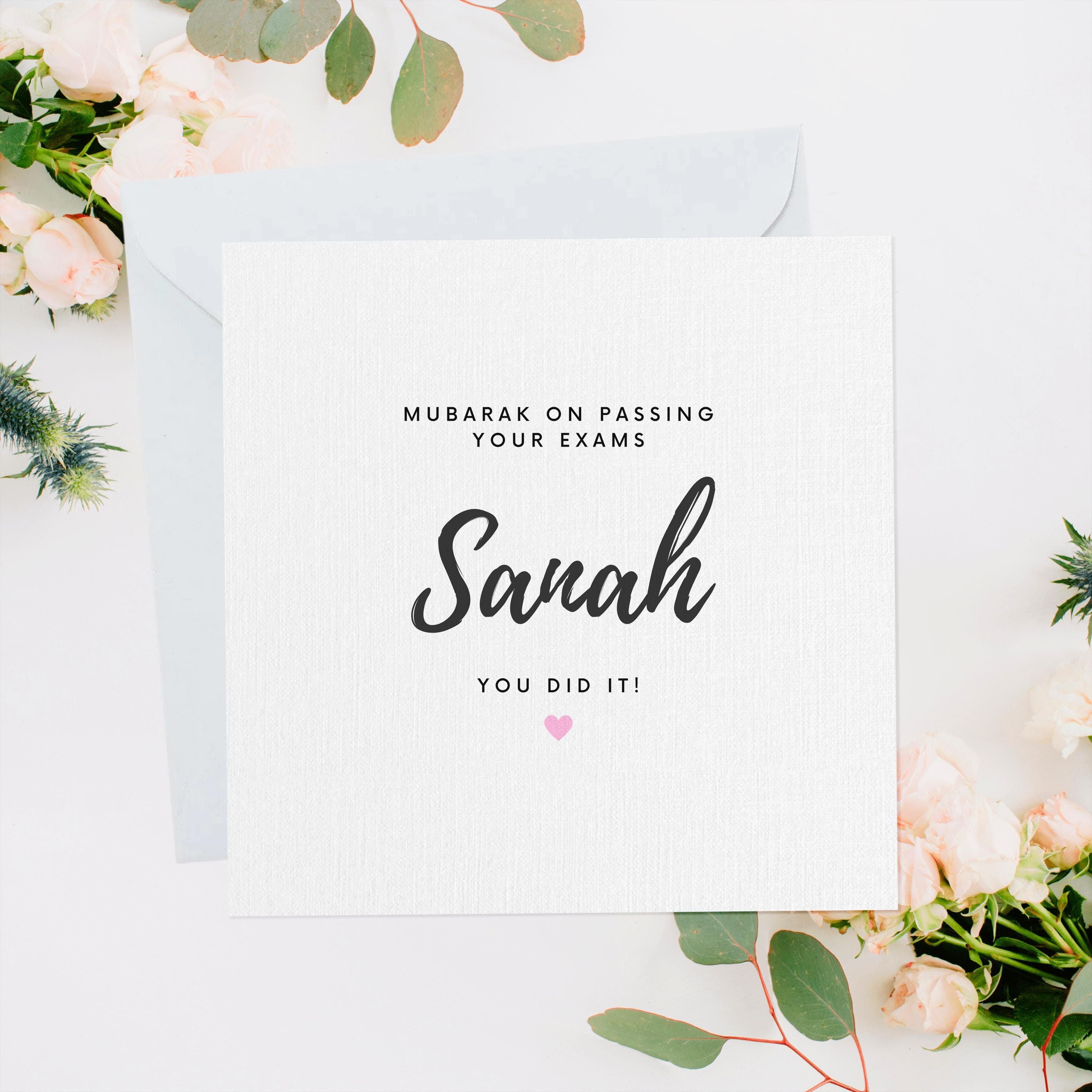 Personalised Exam Pass Card, Congratulations Gift, Exam Pass Card, Exam Gift, A Level Results, GCSE Exam Result Card, Muslimah Exam Card