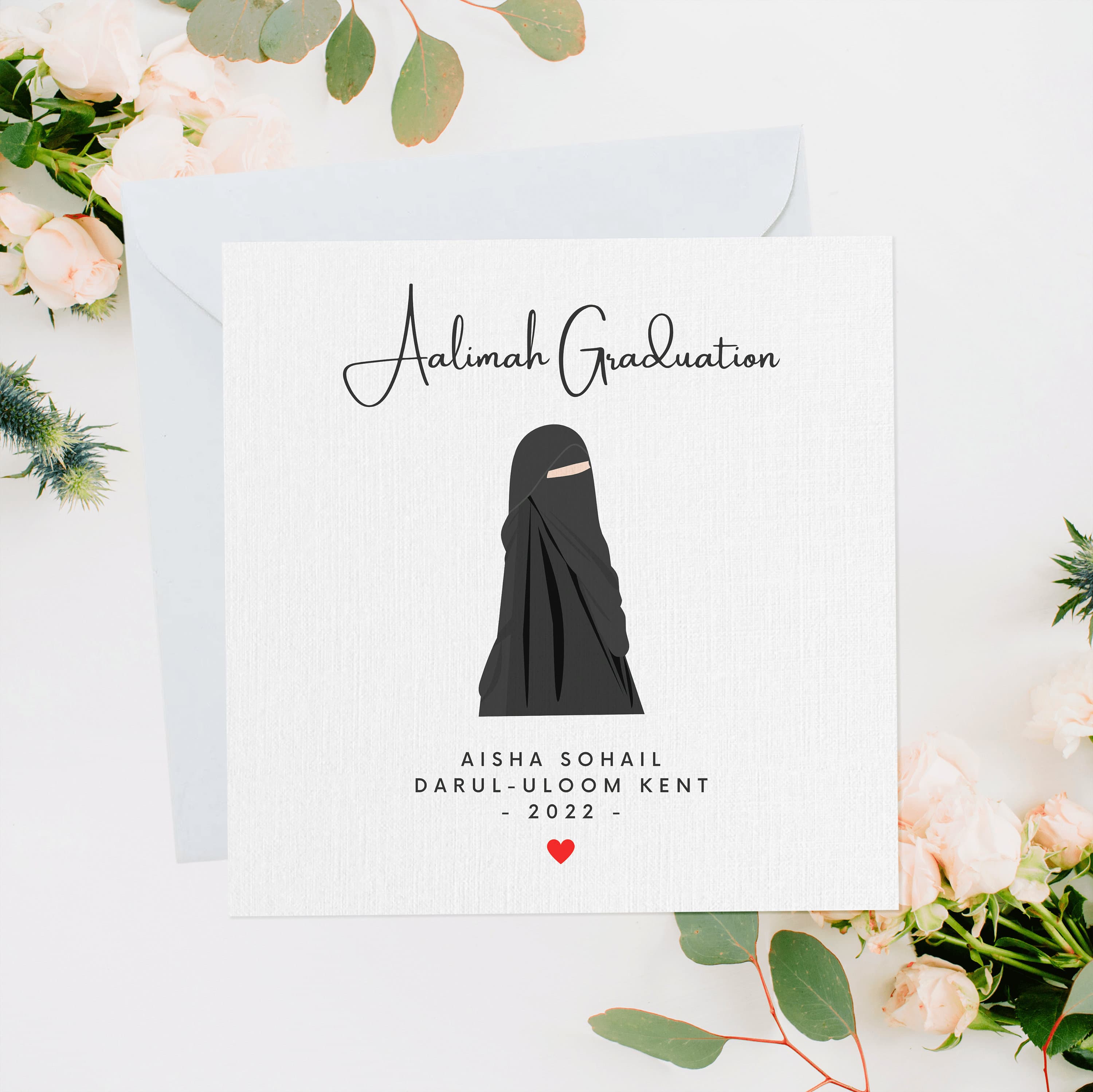 Personalised Alimah Graduation Greeting Card, Alimah Card, Alimah Gift, Alimah Course, Islamic Course, Gift For Her, Niqab Gift, ED029