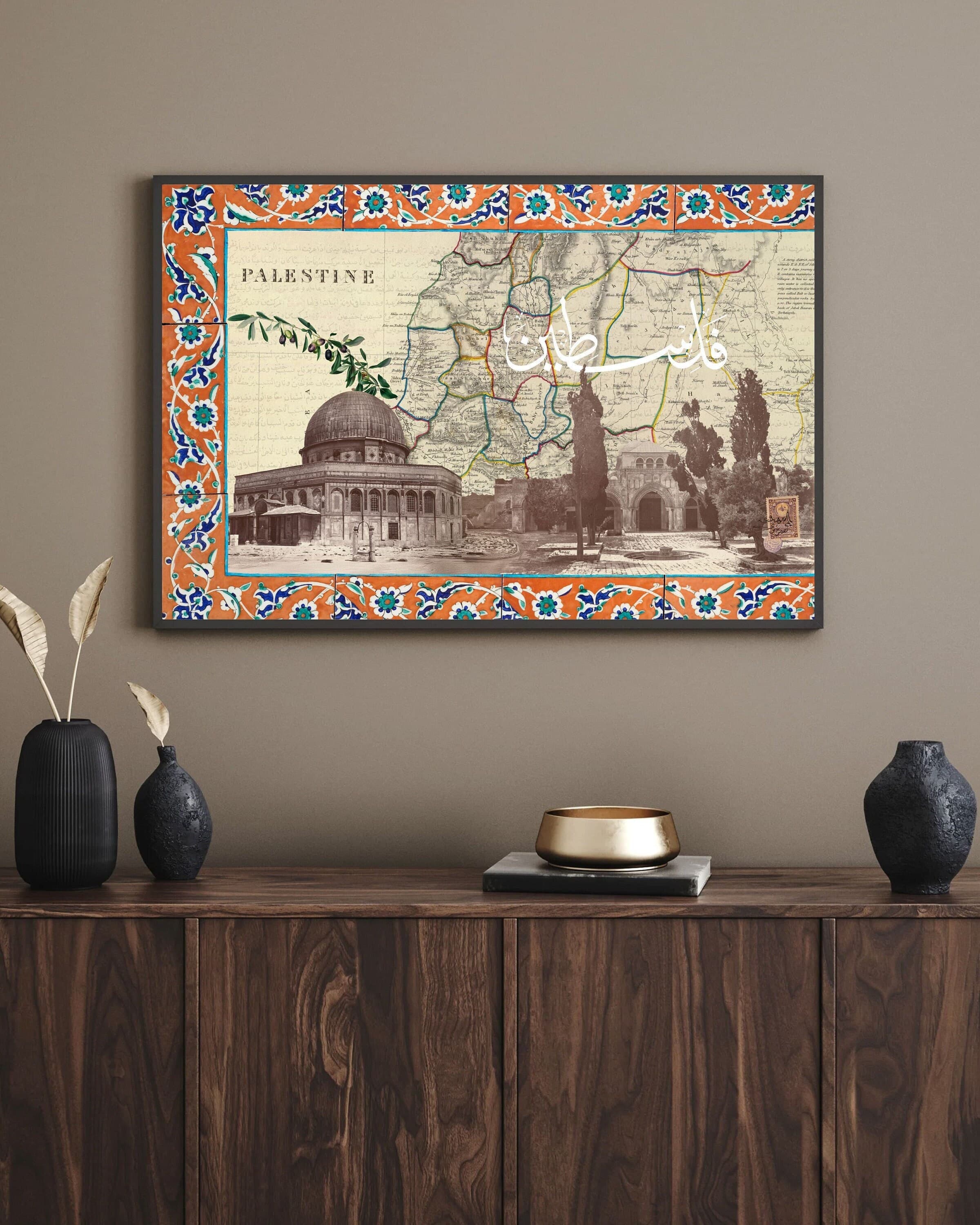 Palestine Map Canvas Print: Historical Wall Art, Muslim Eid Gift