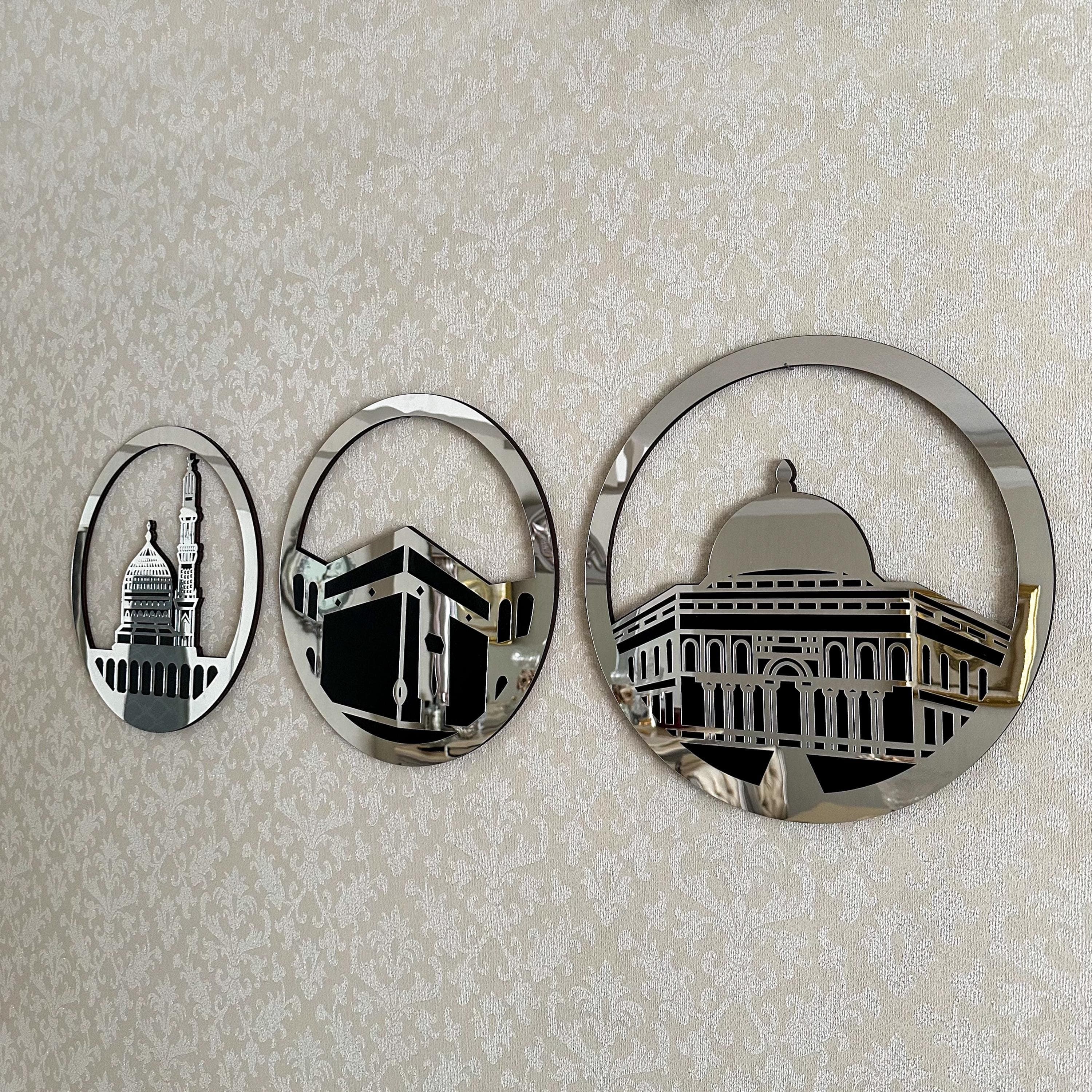 Masjid Al-Haram, Al Aqsa, An-Nabawi Set: Islamic Wall Art Decor