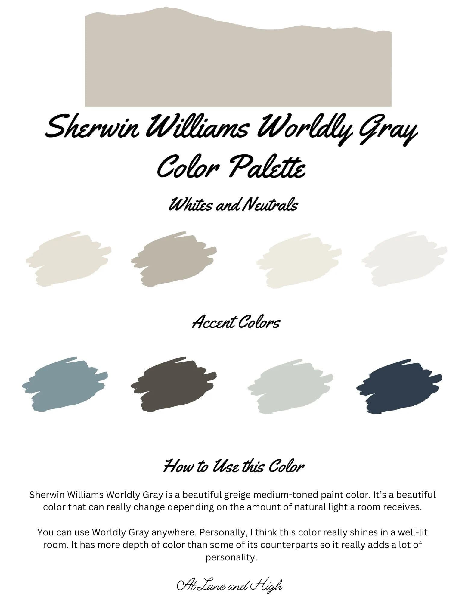 Worldly Gray by Sherwin Williams whole home color palette - interior paint palette