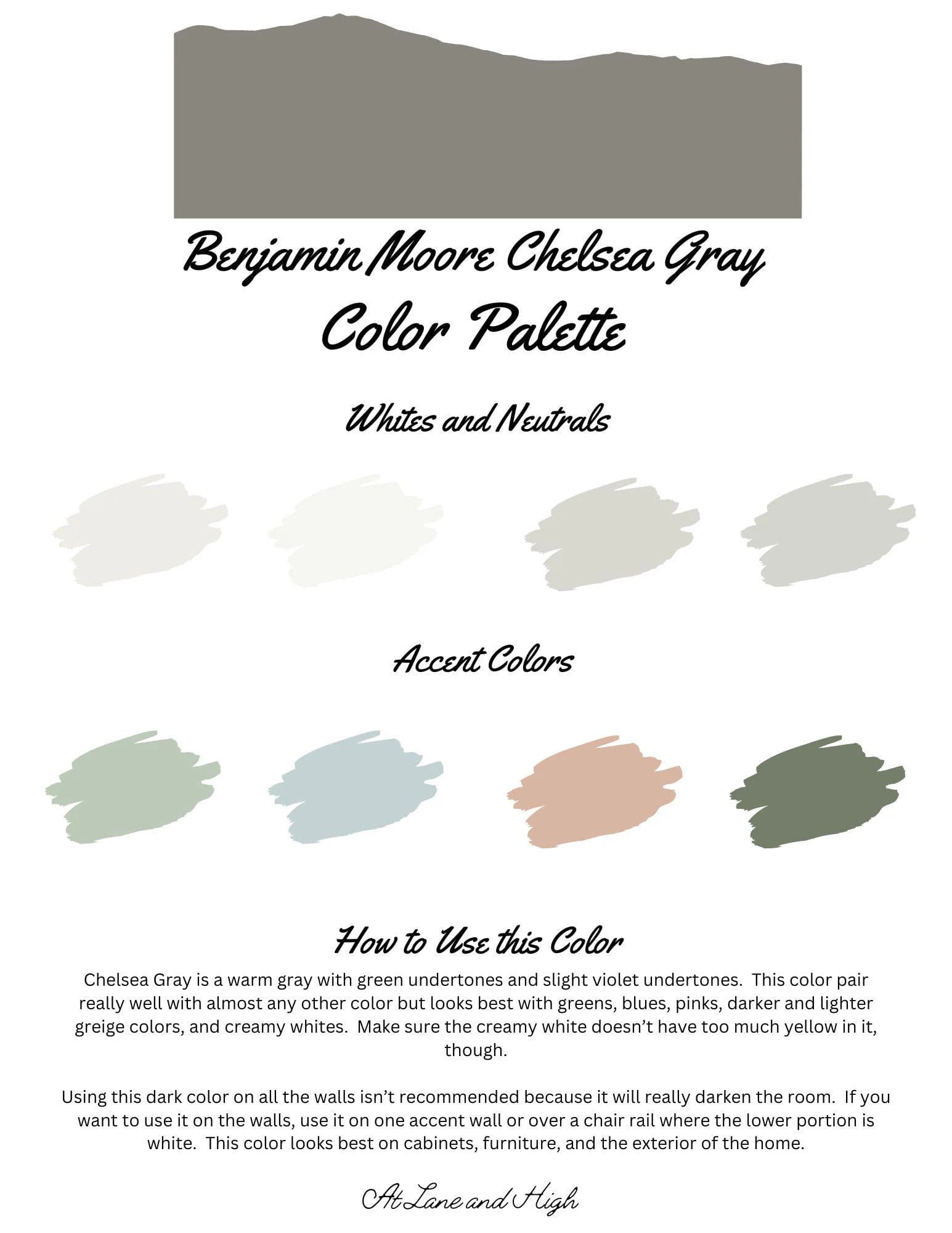 Chelsea Gray by Benjamin Moore whole home color palette - interior paint palette