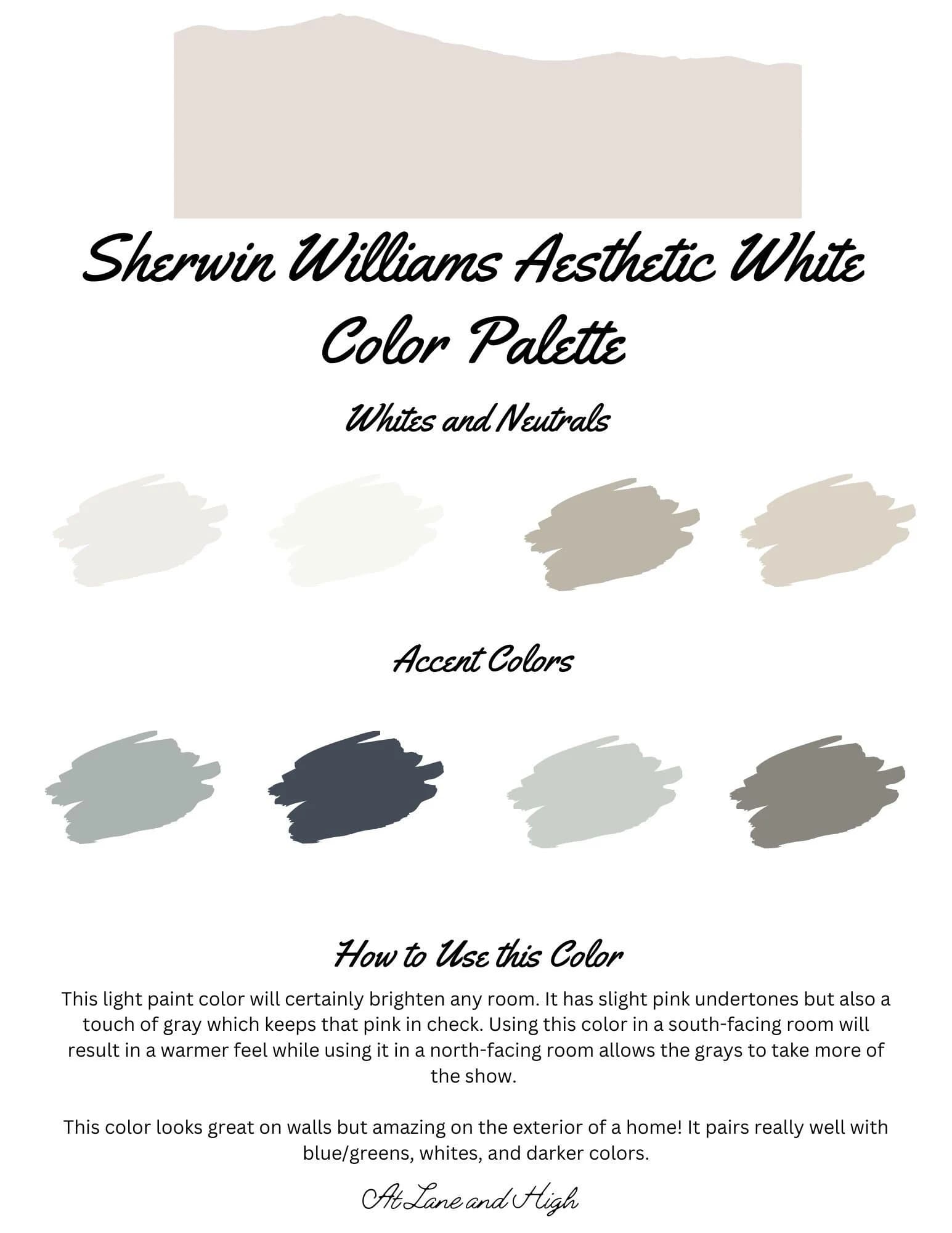 Aesthetic White by Sherwin Williams whole home color palette - interior paint palette