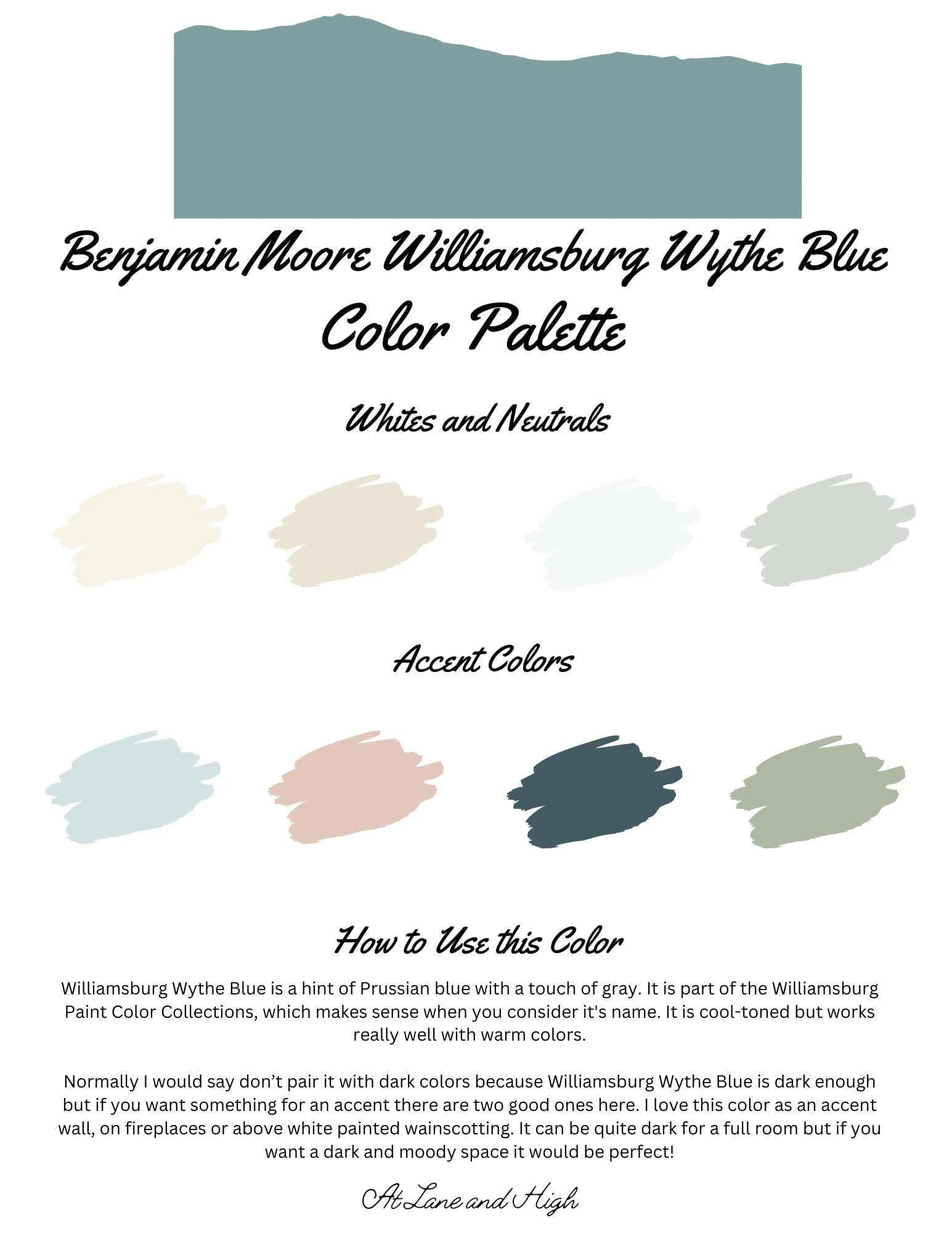 Williamsburg Wythe Blue by Benjamin Moore whole home color palette - interior paint palette