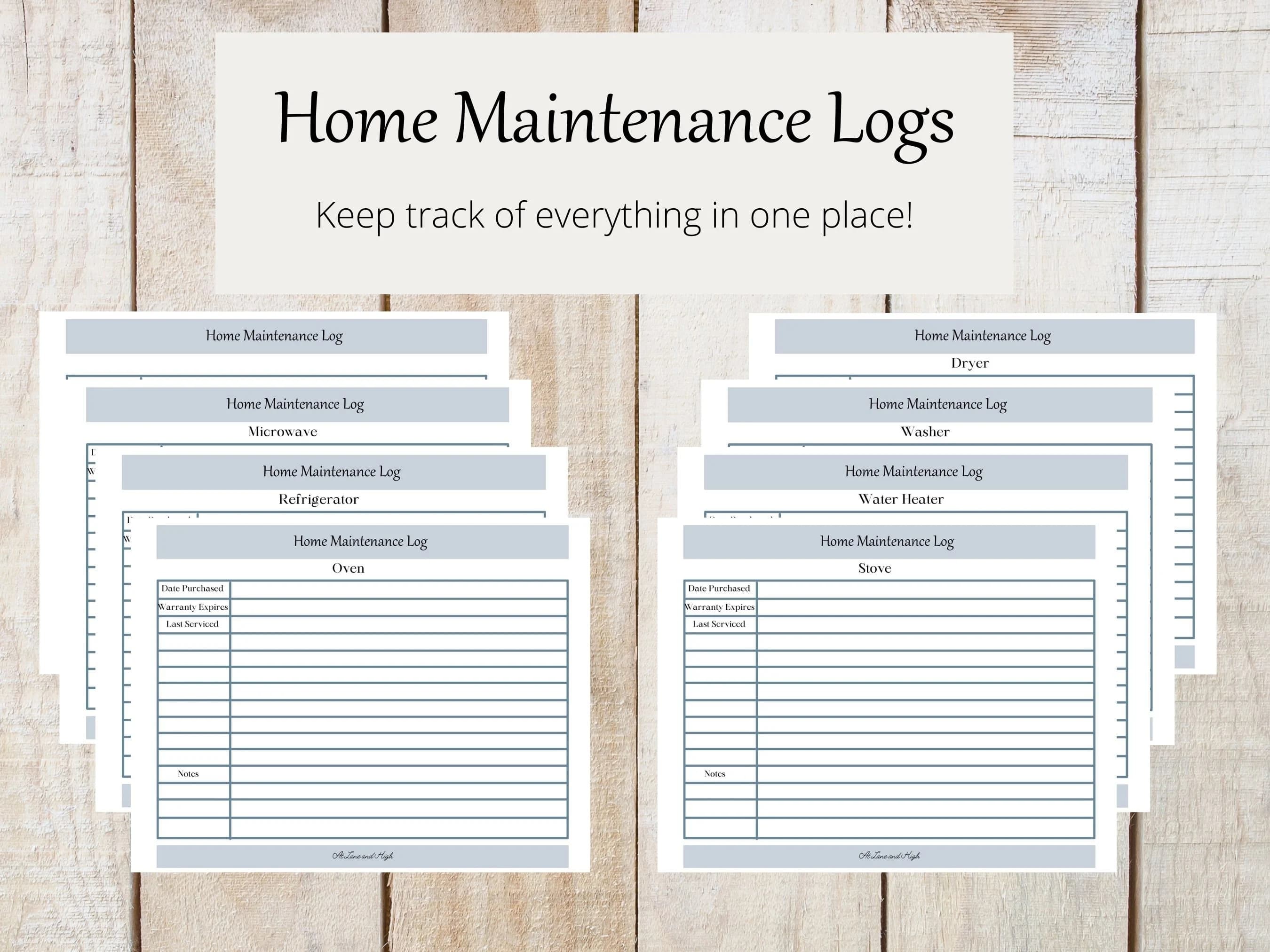 Home Maintenance Logs