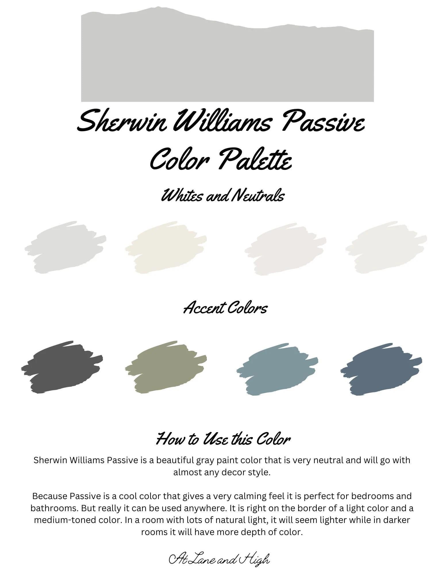 Passive by Sherwin Williams whole home color palette - interior paint palette