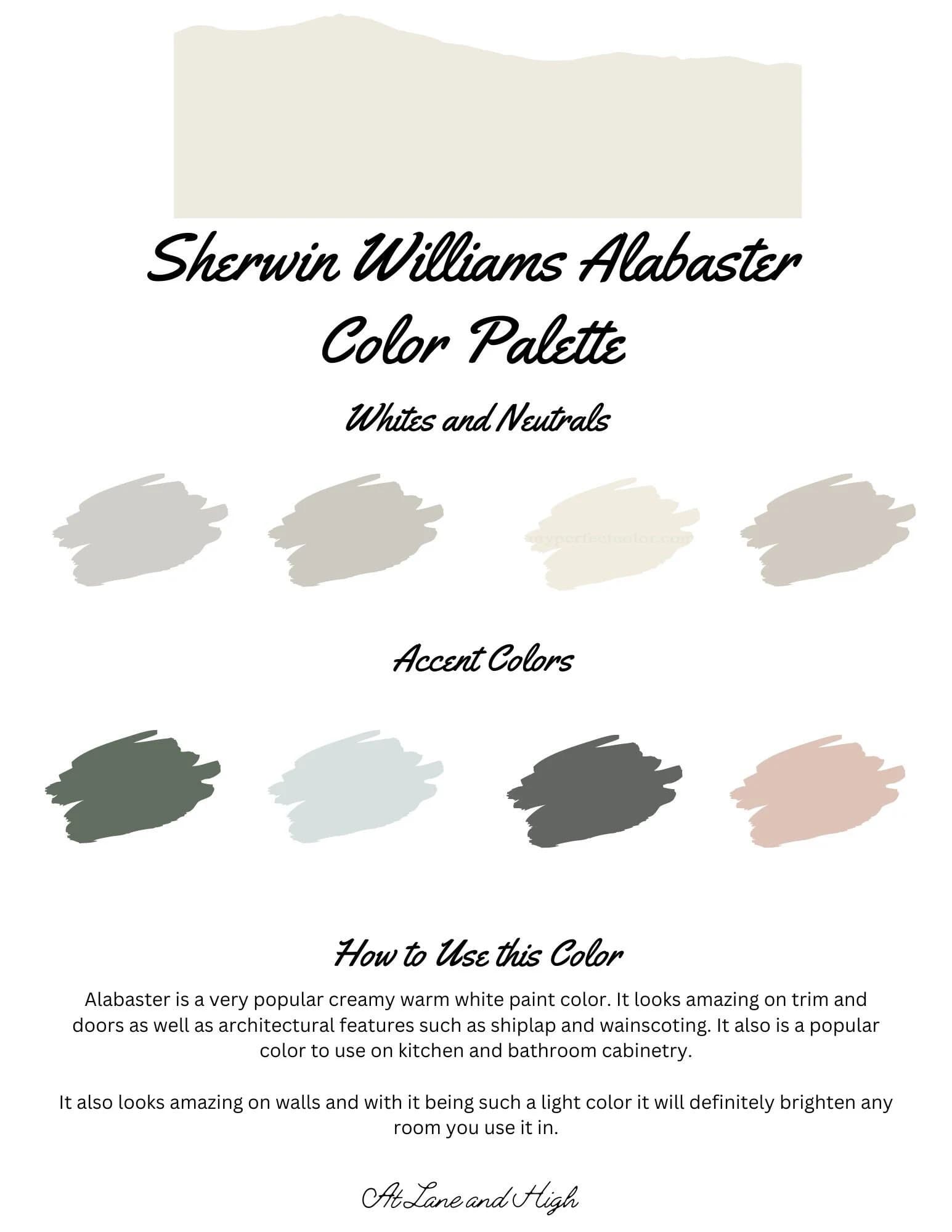 Alabaster by Sherwin Williams whole home color palette - interior paint palette
