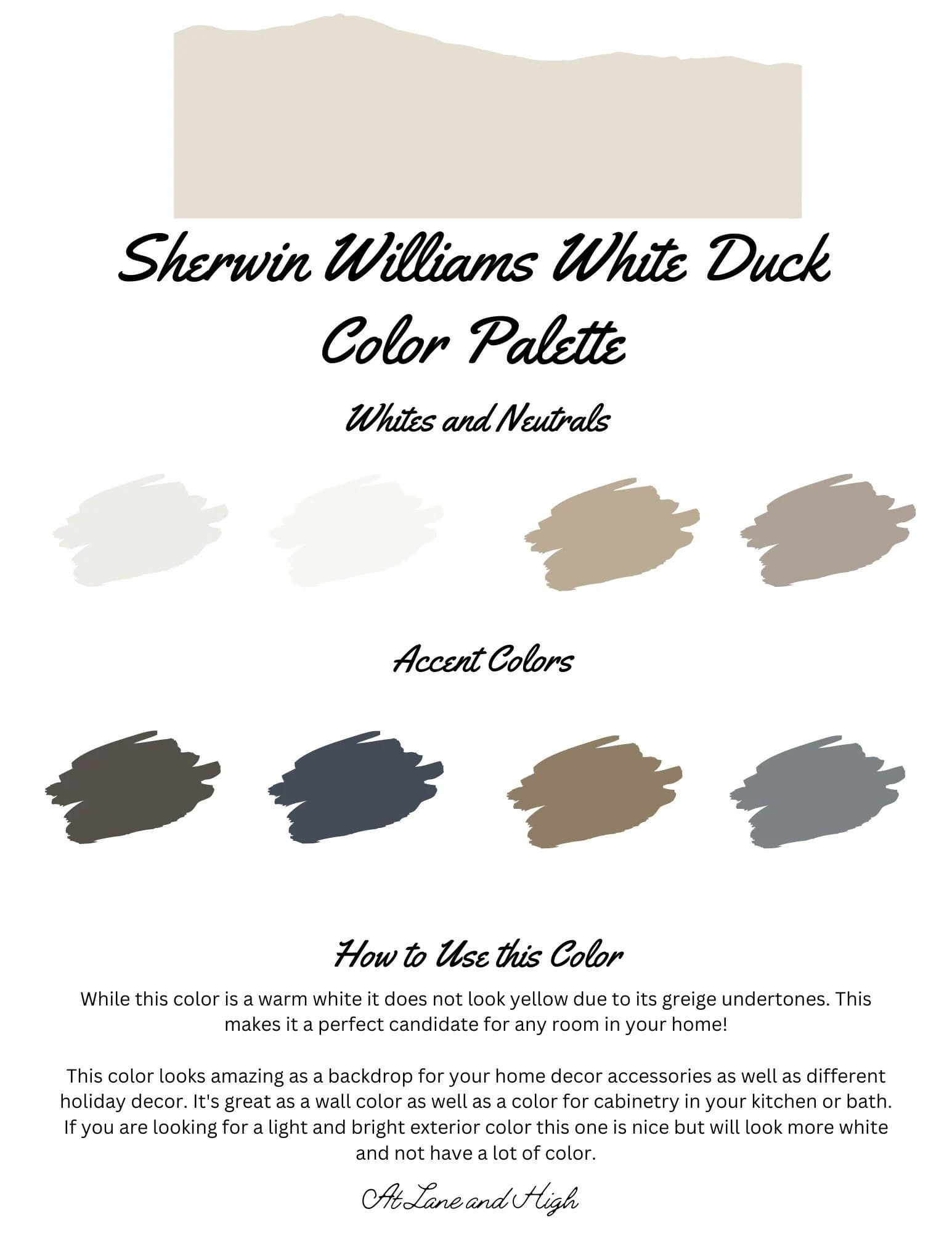 White Duck by Sherwin Williams whole home color palette - interior paint palette