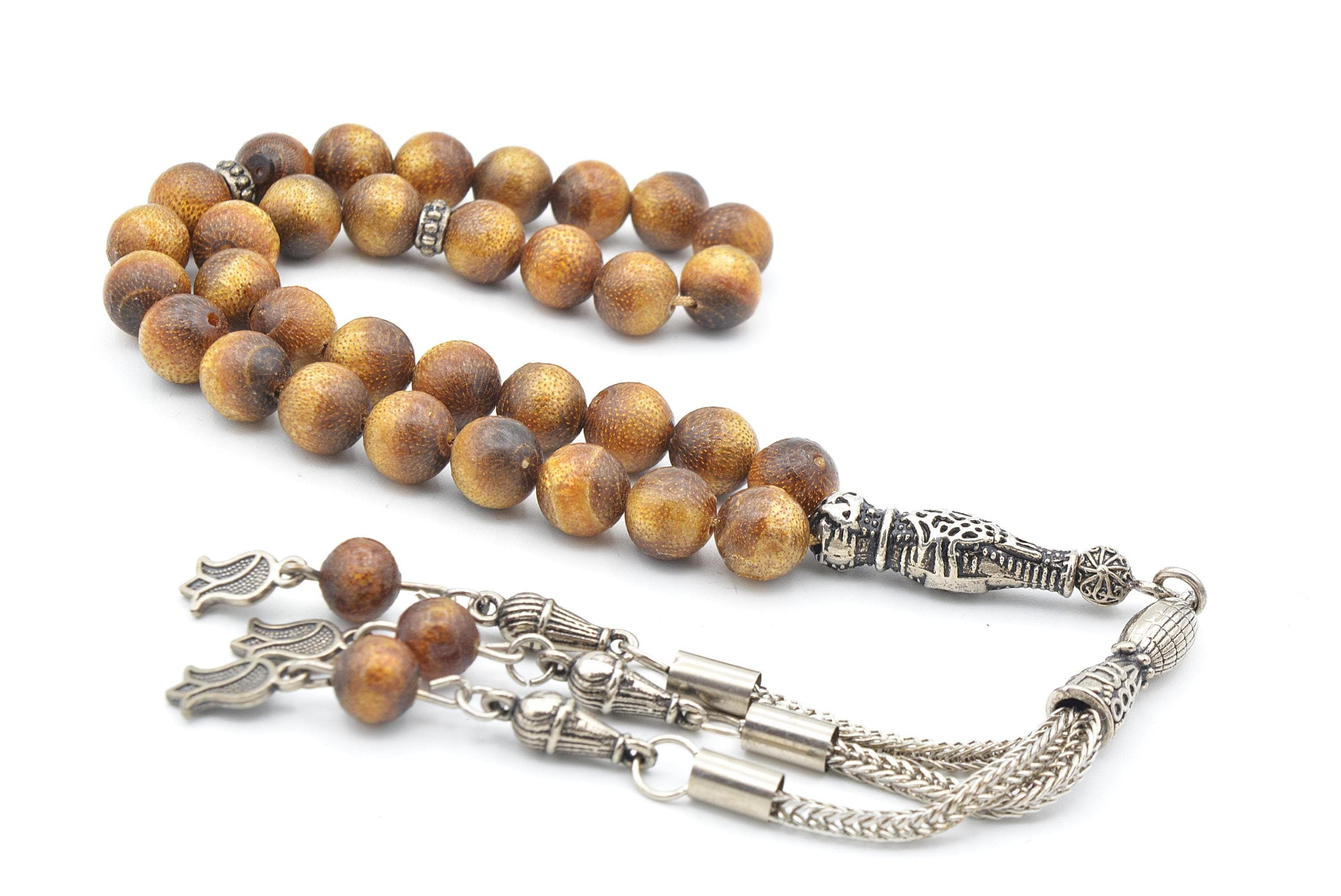 Gold Coral 33 Prayer Beads, Gold Coral 33 Beads Tasbih, Gold Coral Prayer Beads, Gold Coral Tasbeeh, Gold Coral Rosary, Gold Coral, Mercan - image 3