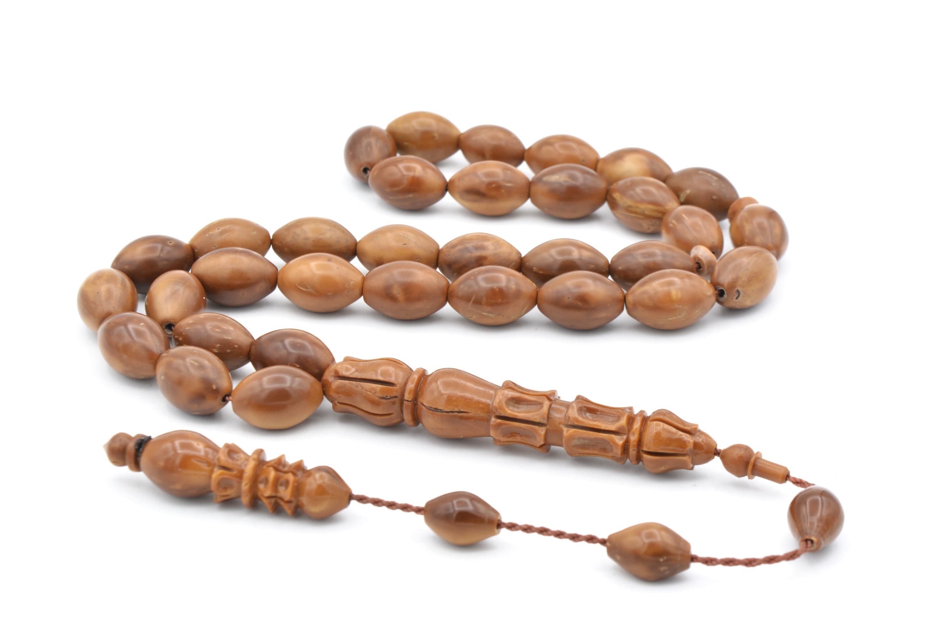 Workmanship Natural Coca Tree Kuka Rosary,33 Beads Islamic Prayer Beads, Kuka Tesbih, Tasbih, Misbaha, Tasbeeh, Muslim, Kuka Tesbih, Sibha - image 5