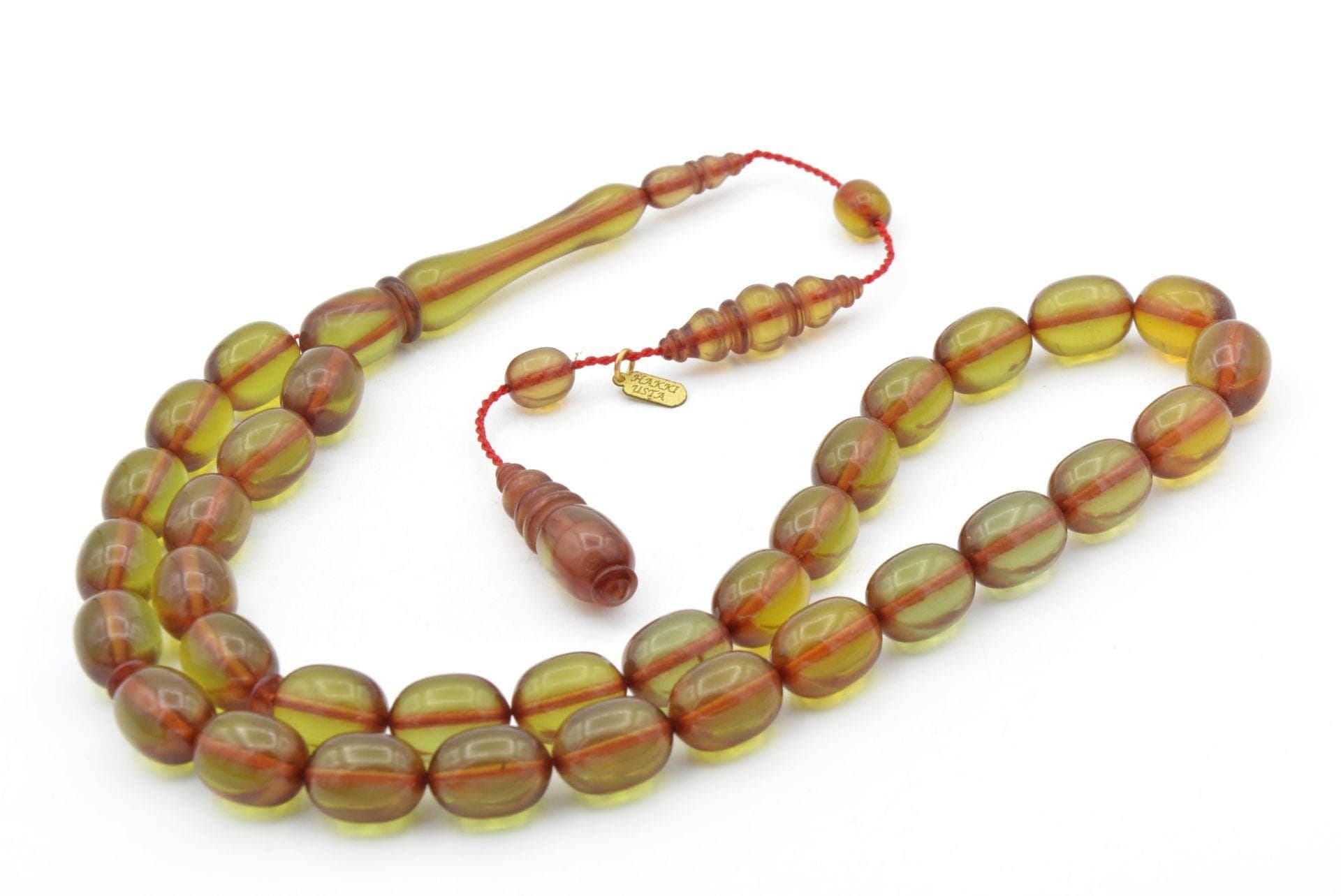Capsule Model Bakelite Amber 33 Beads Rosary, Bakelite Amber 33 Beads Prayer Beads - image 4