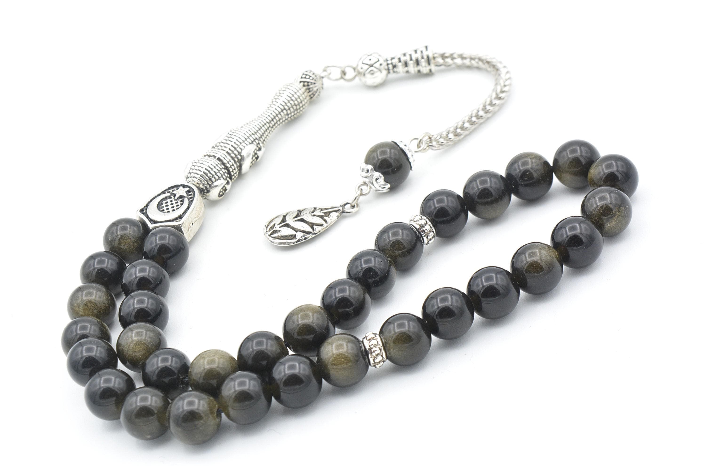 Rainbow Obsidian 33 Prayer Beads, Rainbow Obsidian 33 Beads Tasbih, Obsidian Prayer Beads, Obsidian Tasbeeh, Obsidian Stone Tasbih, Obsidian - image 5